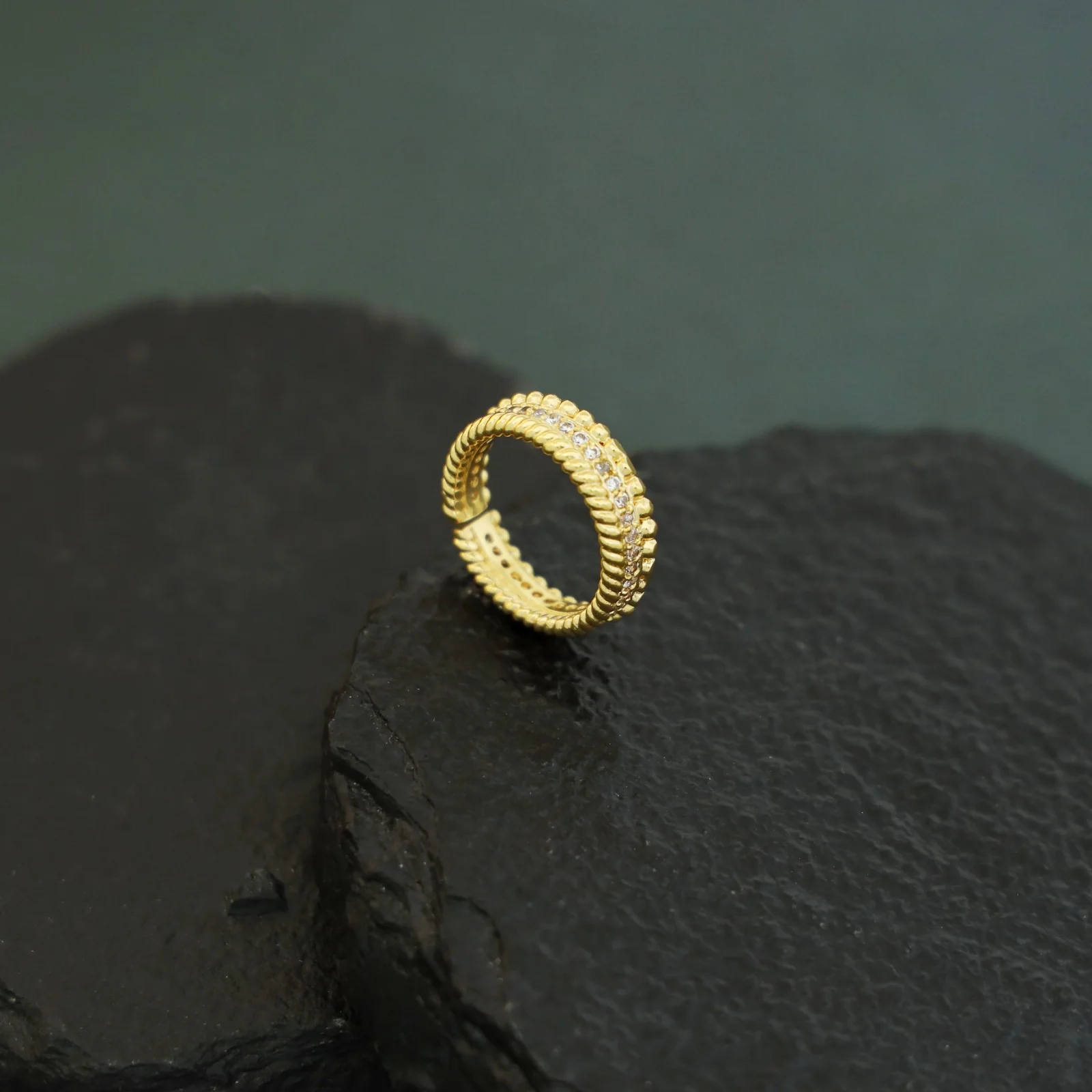 Tanisha Golden Twisted Stone Ring - Image 2