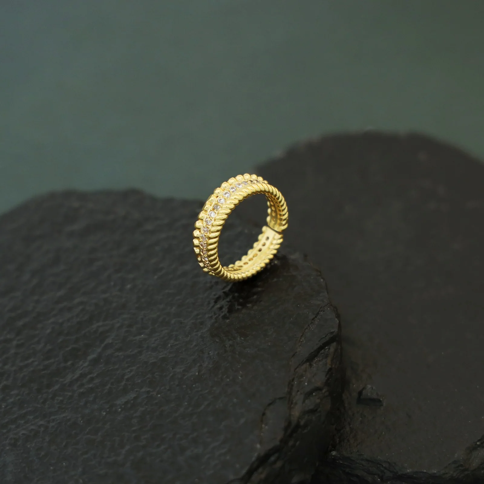 Tanisha Golden Twisted Stone Ring - Image 3