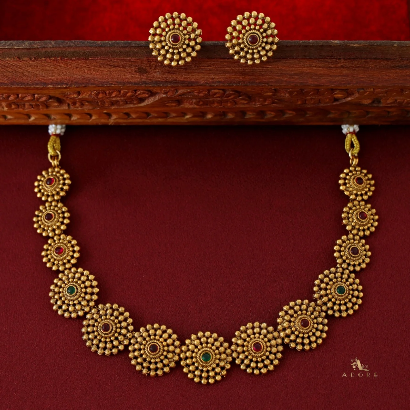 Tanvika Chakra Short Neckpiece with Earring - Image 10