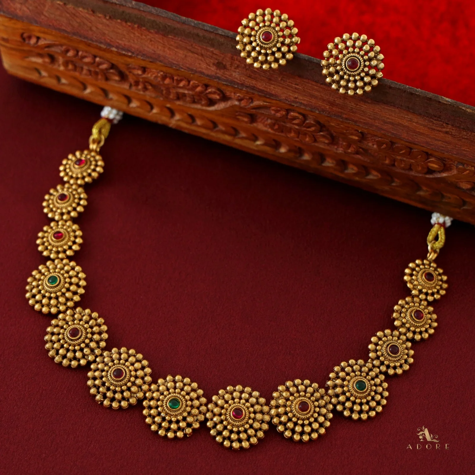Tanvika Chakra Short Neckpiece with Earring - Image 12
