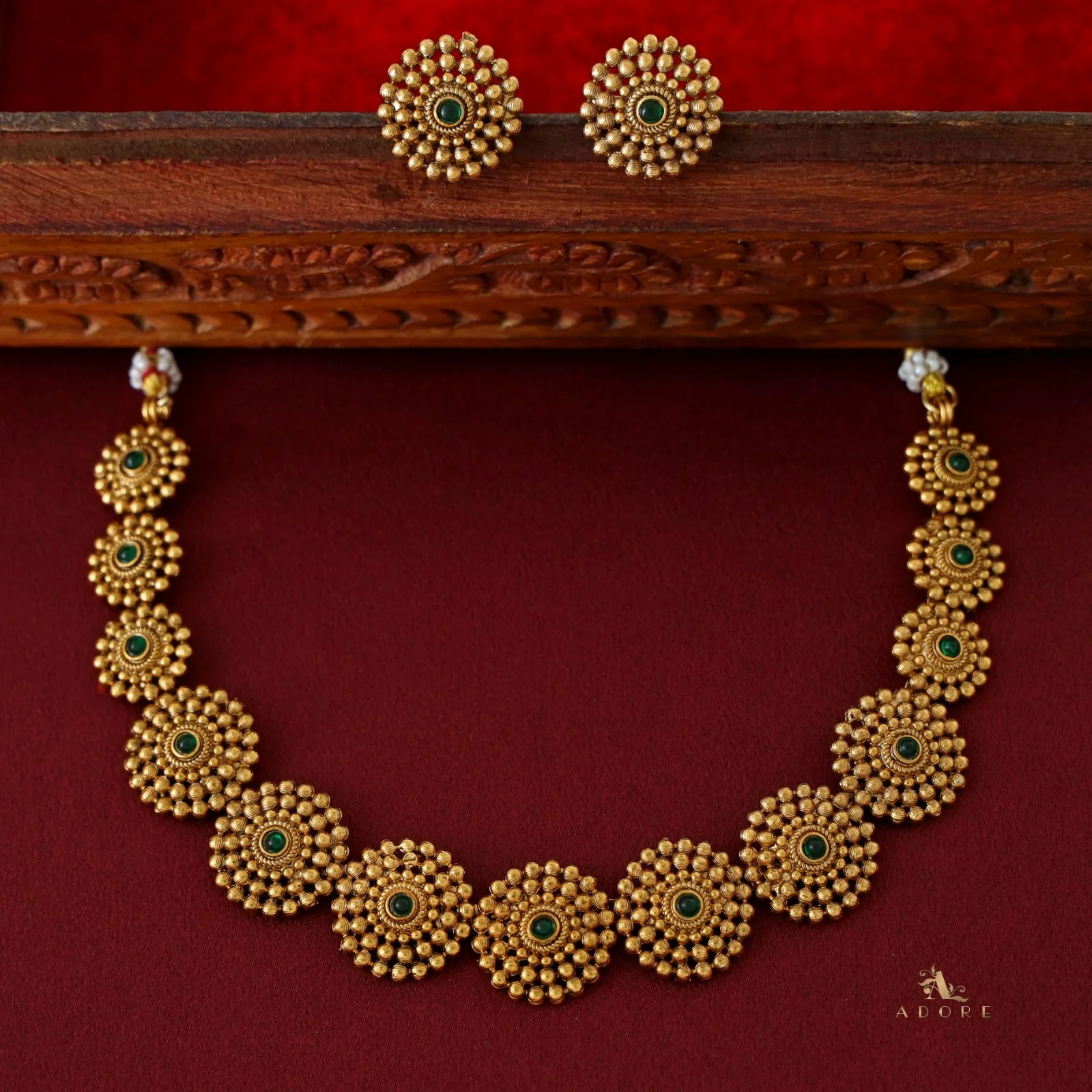 Tanvika Chakra Short Neckpiece with Earring - Image 13