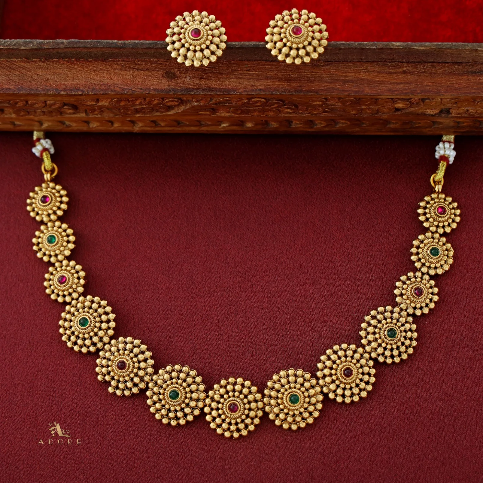 Tanvika Chakra Short Neckpiece with Earring - Image 15