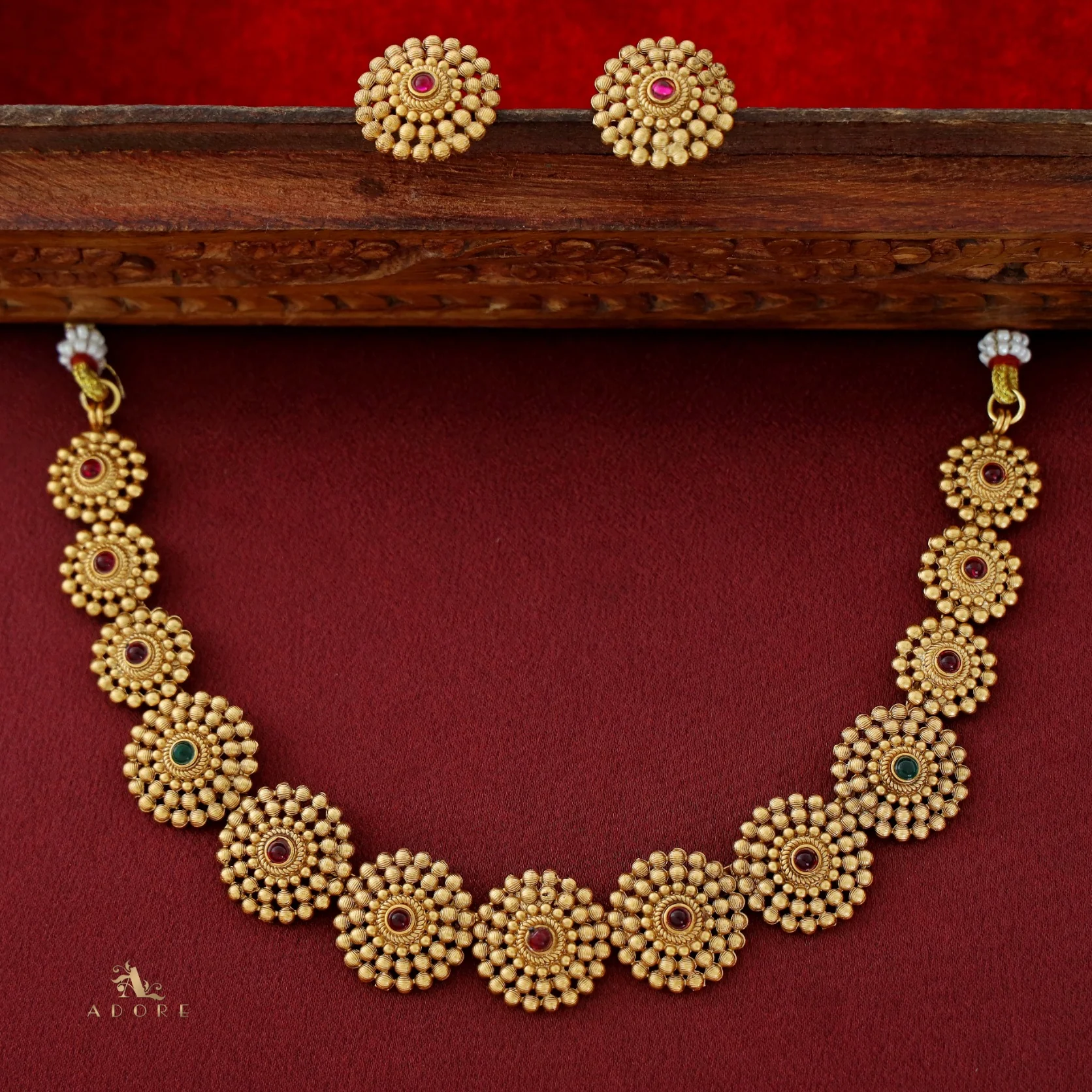 Tanvika Chakra Short Neckpiece with Earring - Image 16