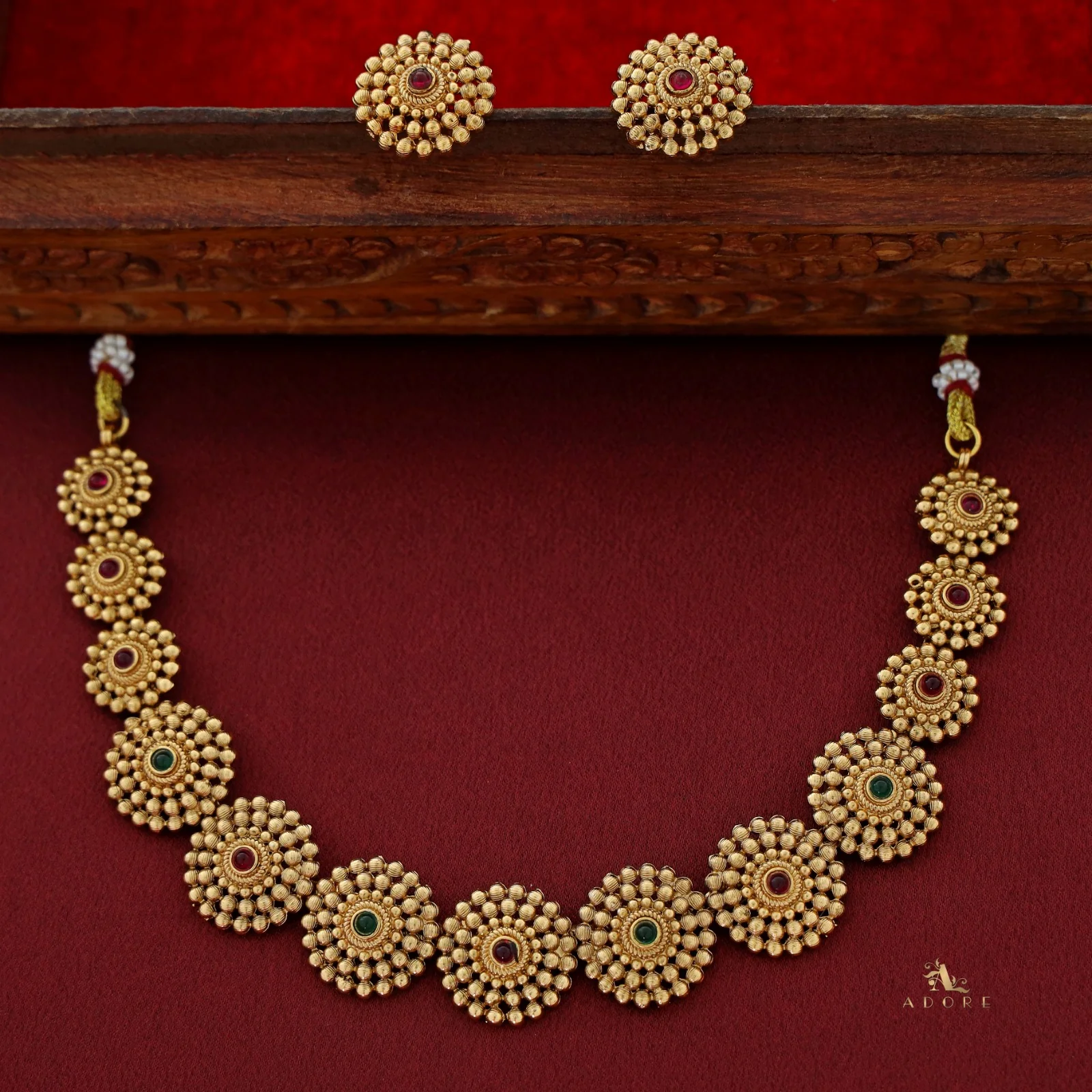 Tanvika Chakra Short Neckpiece with Earring - Image 17