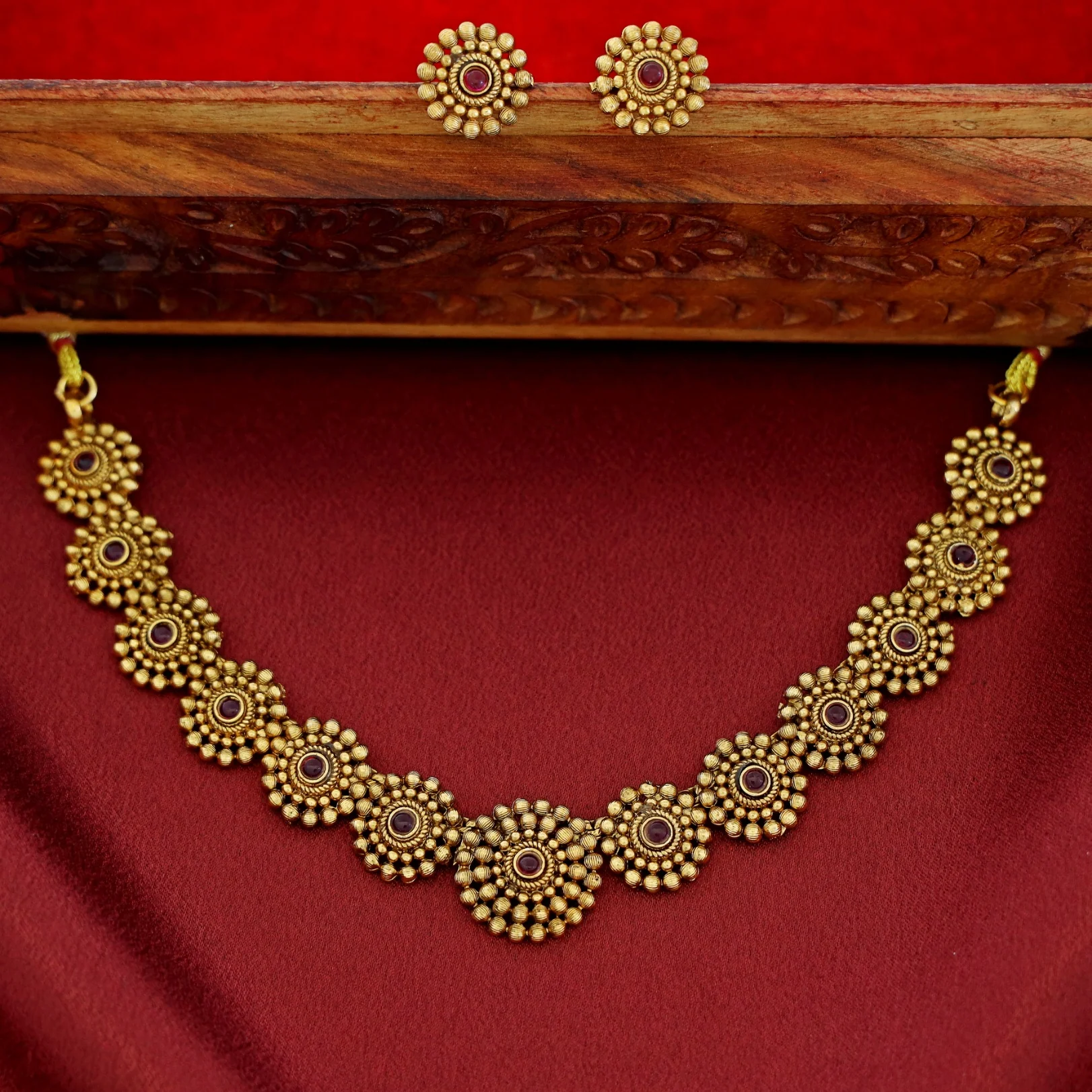 Tanvika Chakra Short Neckpiece with Earring - Image 3