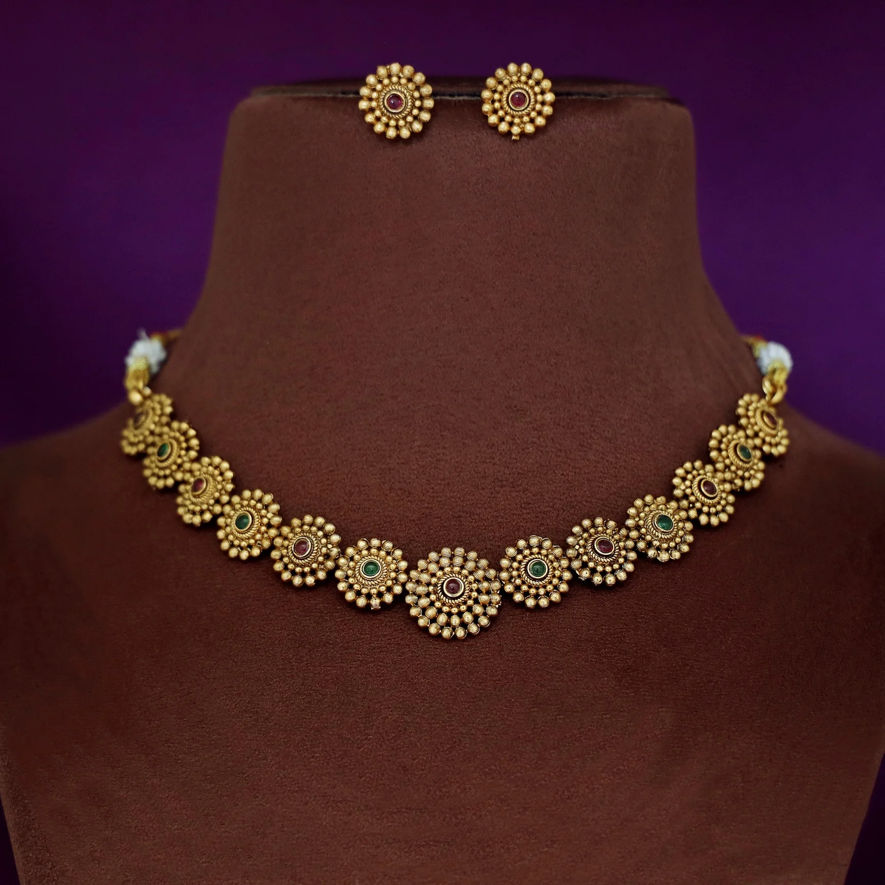Tanvika Chakra Short Neckpiece with Earring - Image 6