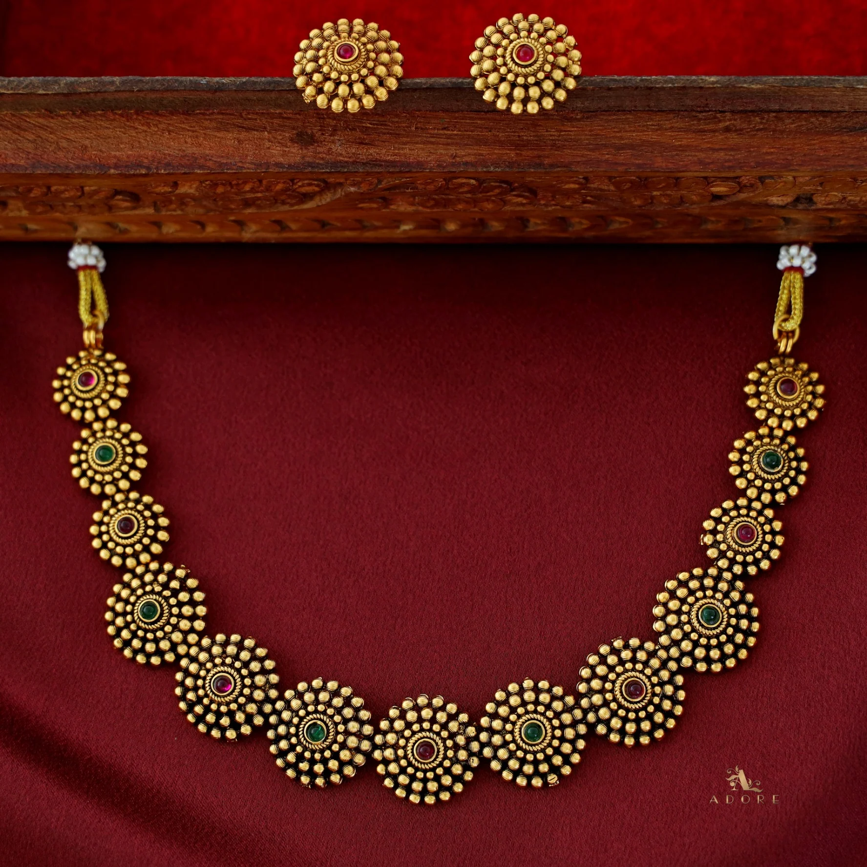 Tanvika Chakra Short Neckpiece with Earring - Image 7