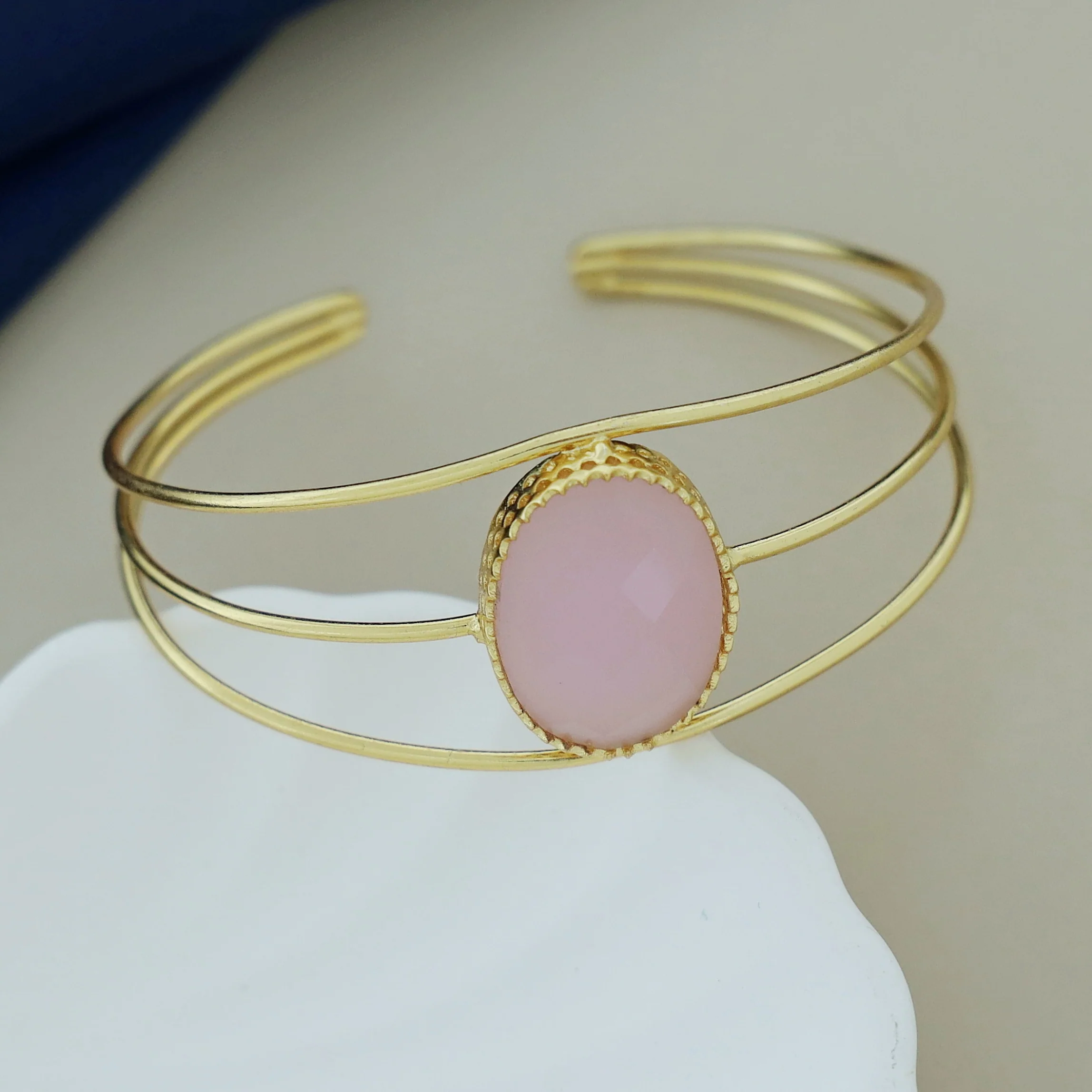 Tanya Golden 3 Layer Oval Glossy Bangle - Image 10