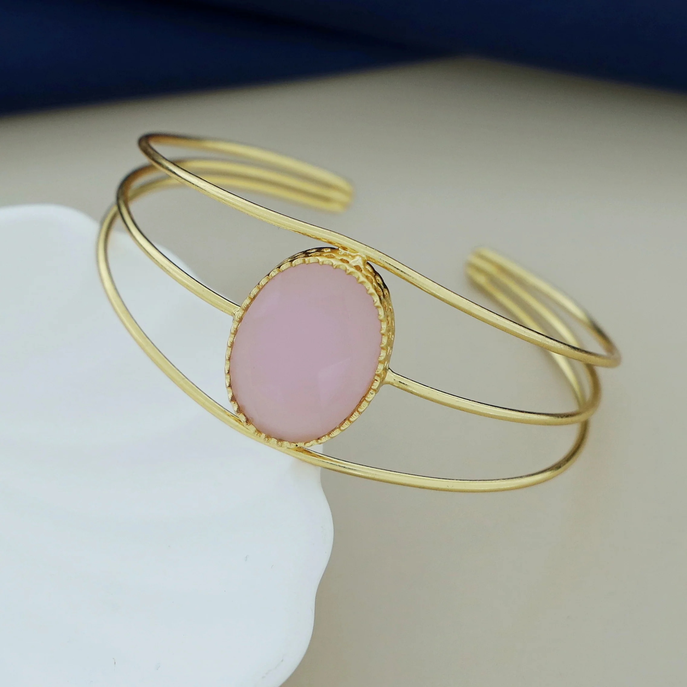 Tanya Golden 3 Layer Oval Glossy Bangle - Image 5