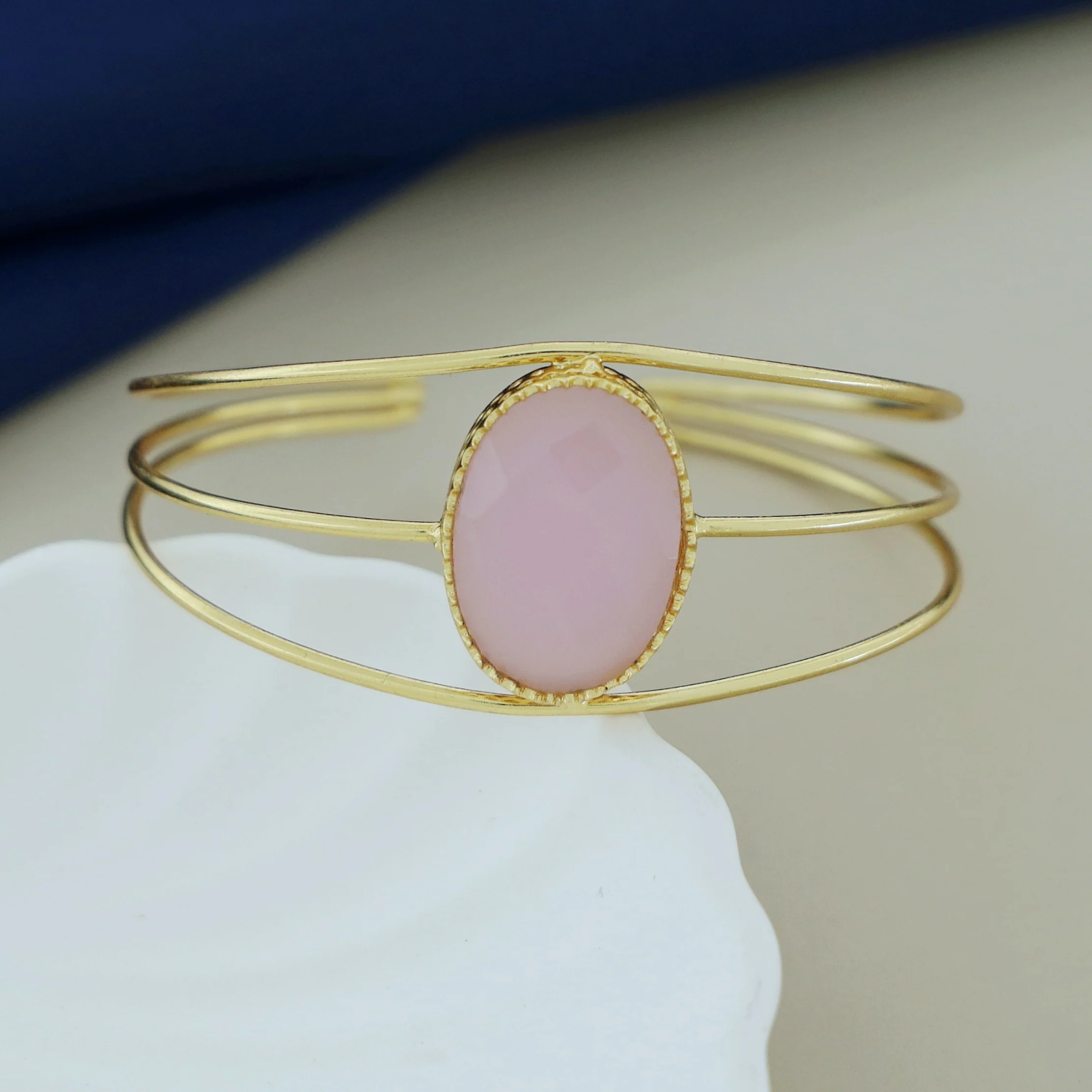 Tanya Golden 3 Layer Oval Glossy Bangle - Image 9