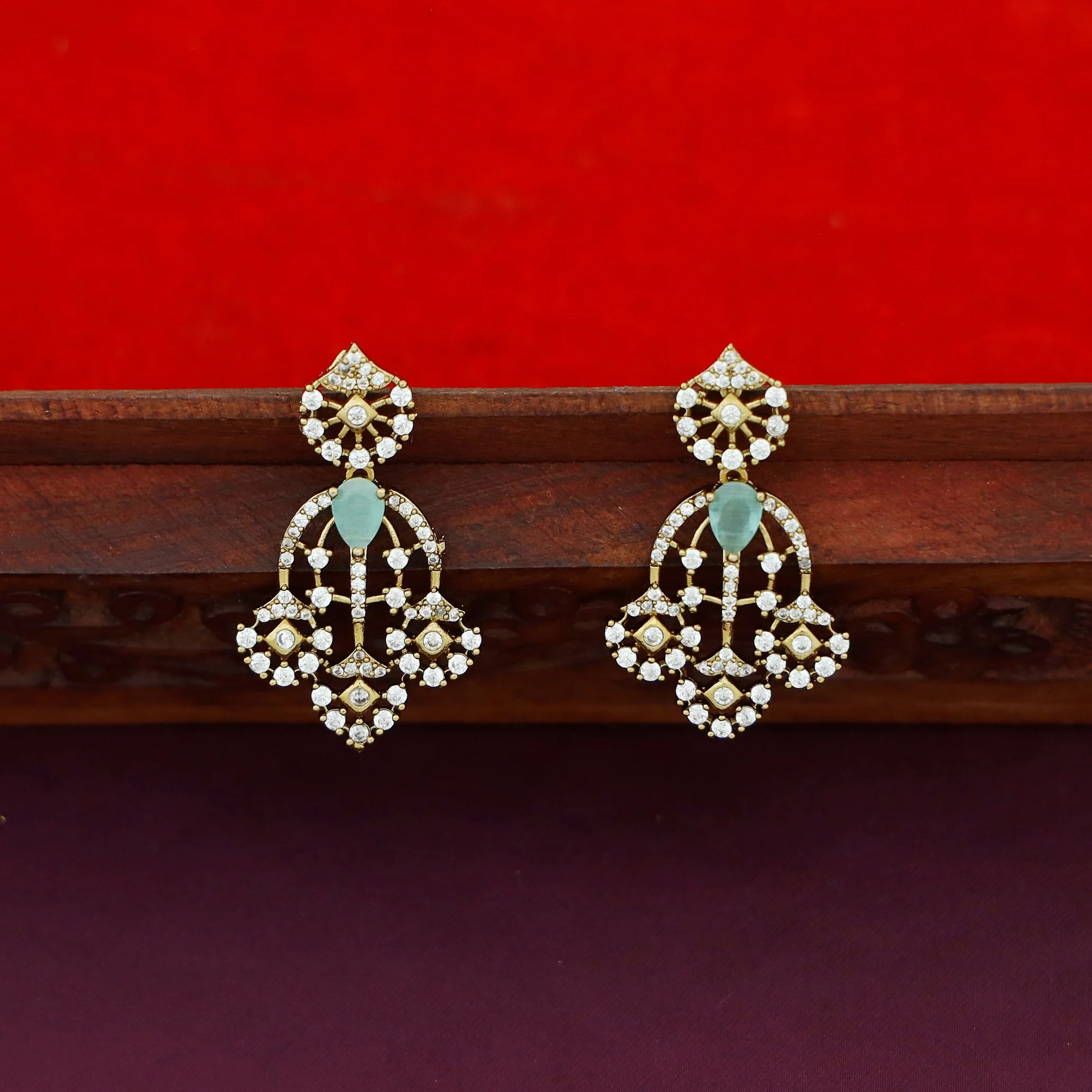 Tapsi AD Stone Drop Short Neckpiece With Earring - Image 9