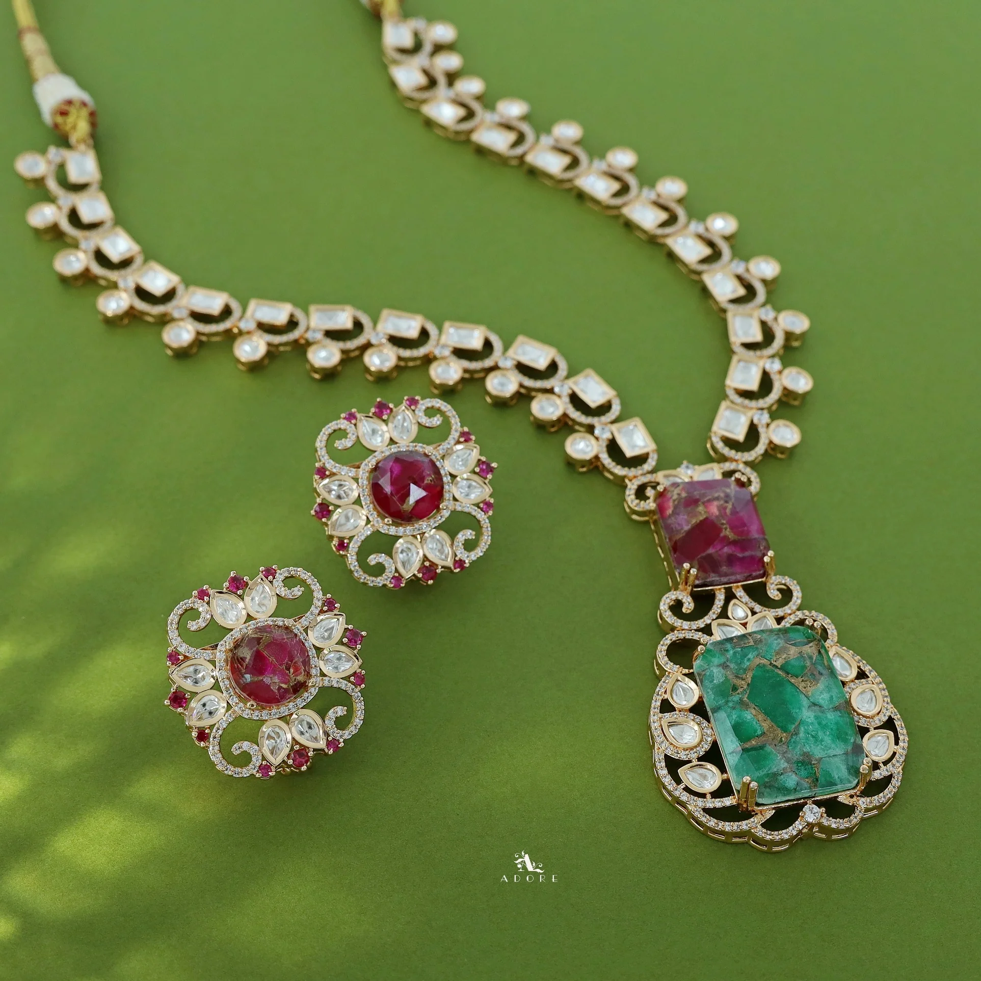 Tarinika Kundan Stone Neckpiece With Earring - Image 6