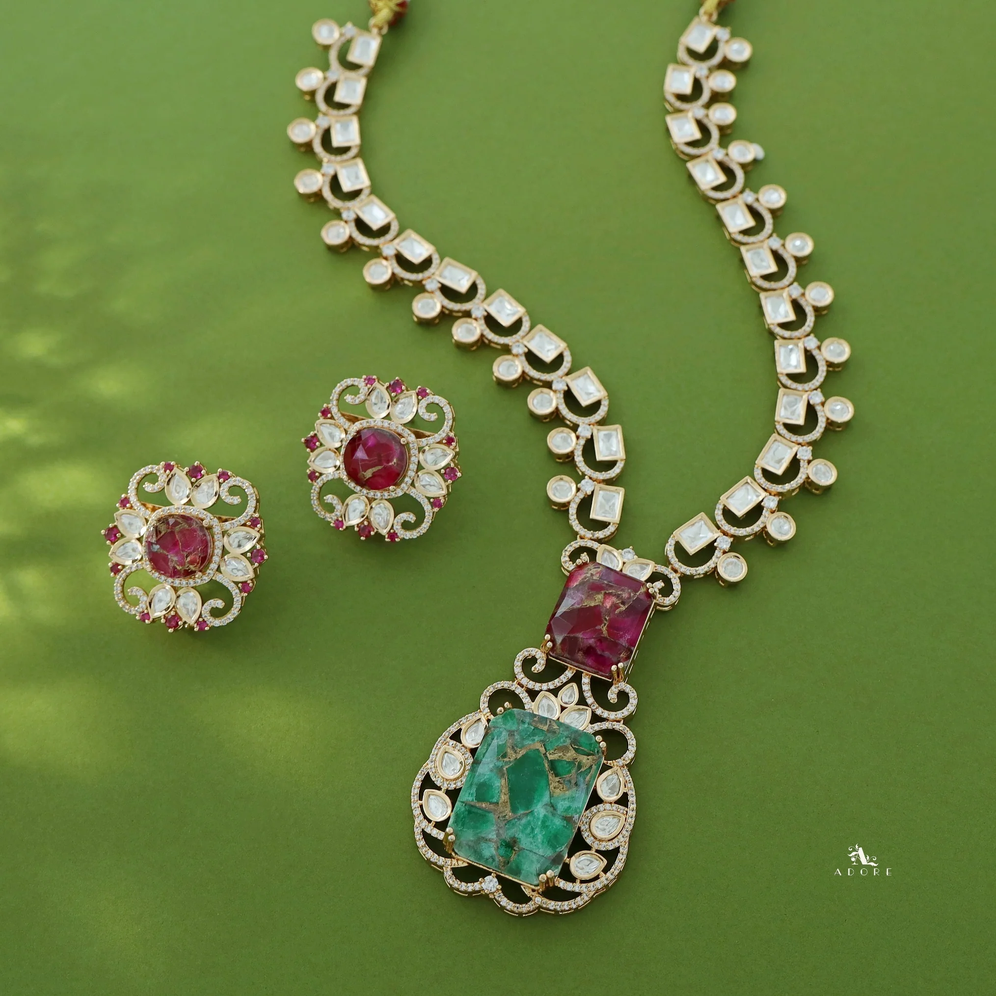Tarinika Kundan Stone Neckpiece With Earring - Image 8