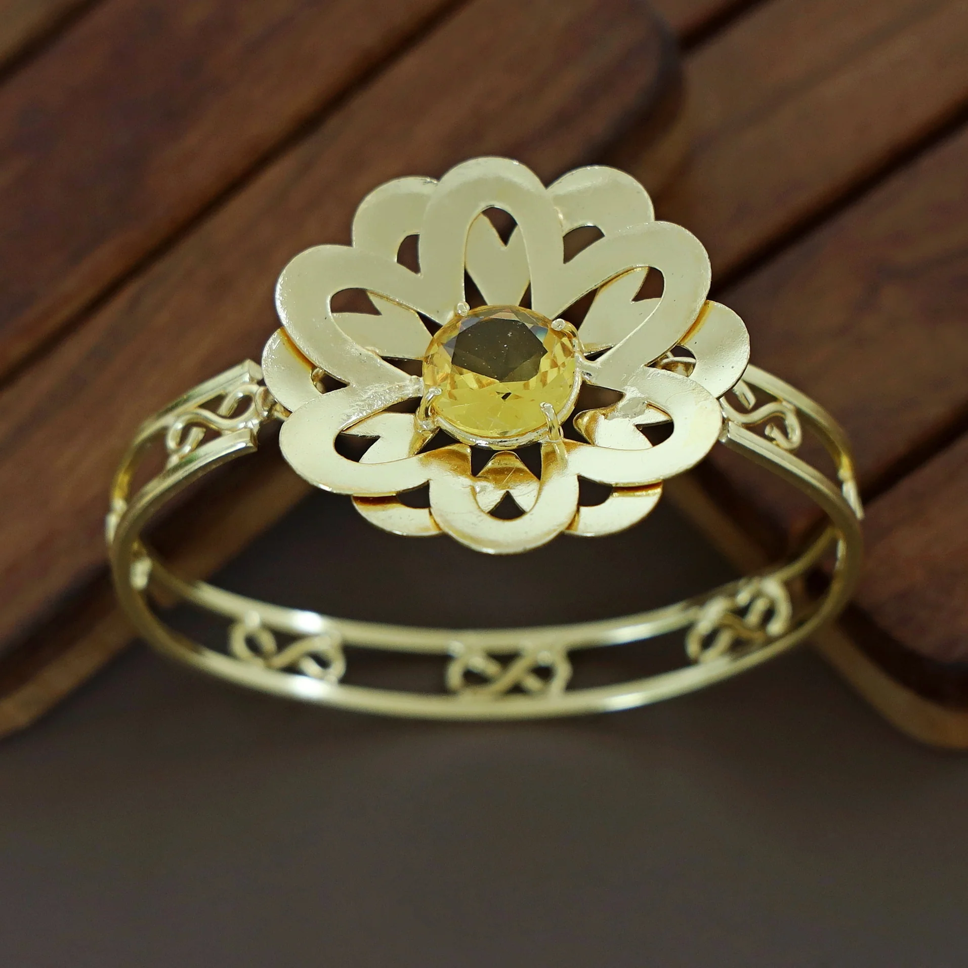 Tarnisha Golden Floral Bangle - Image 3