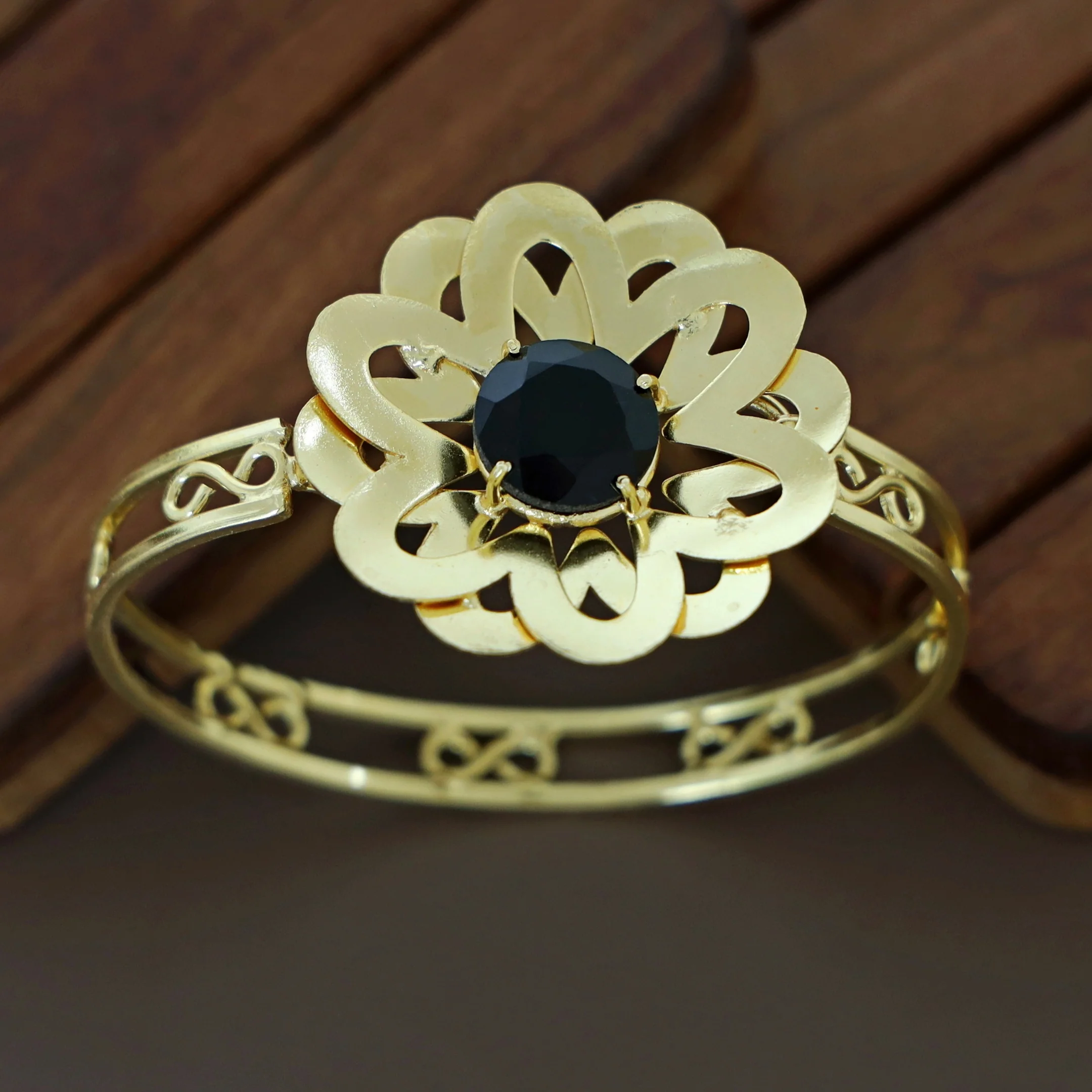 Tarnisha Golden Floral Bangle - Image 7