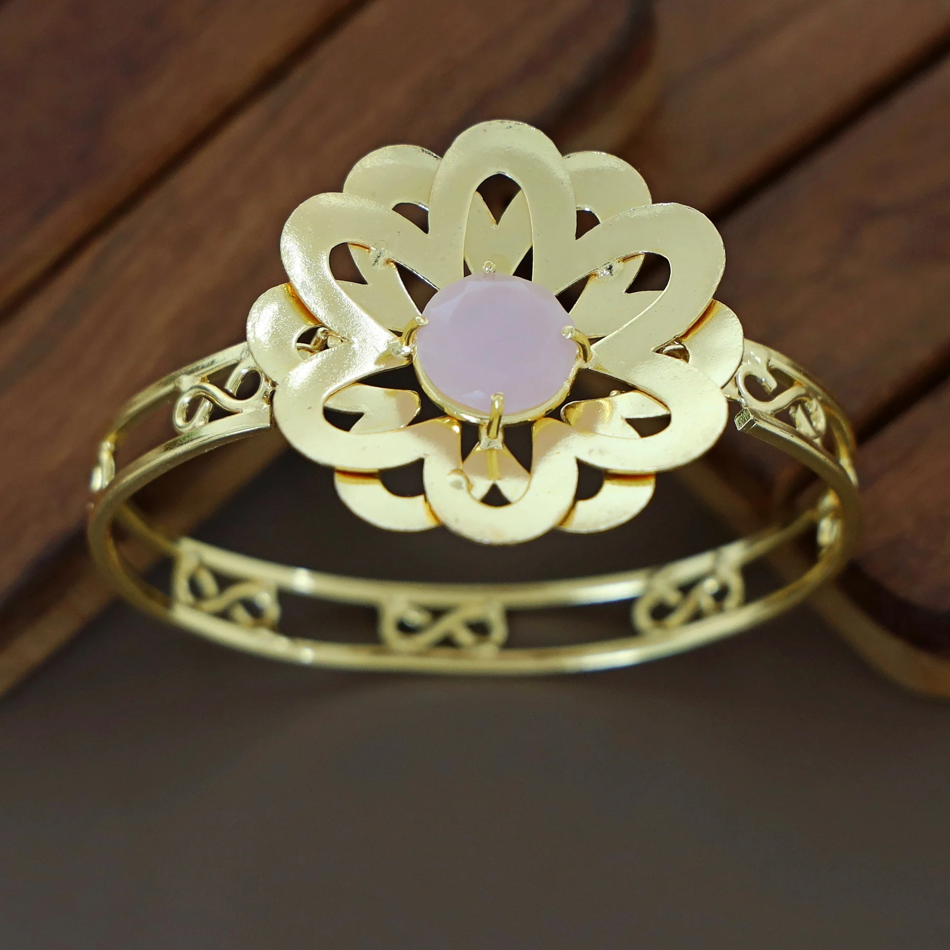 Tarnisha Golden Floral Bangle - Image 8