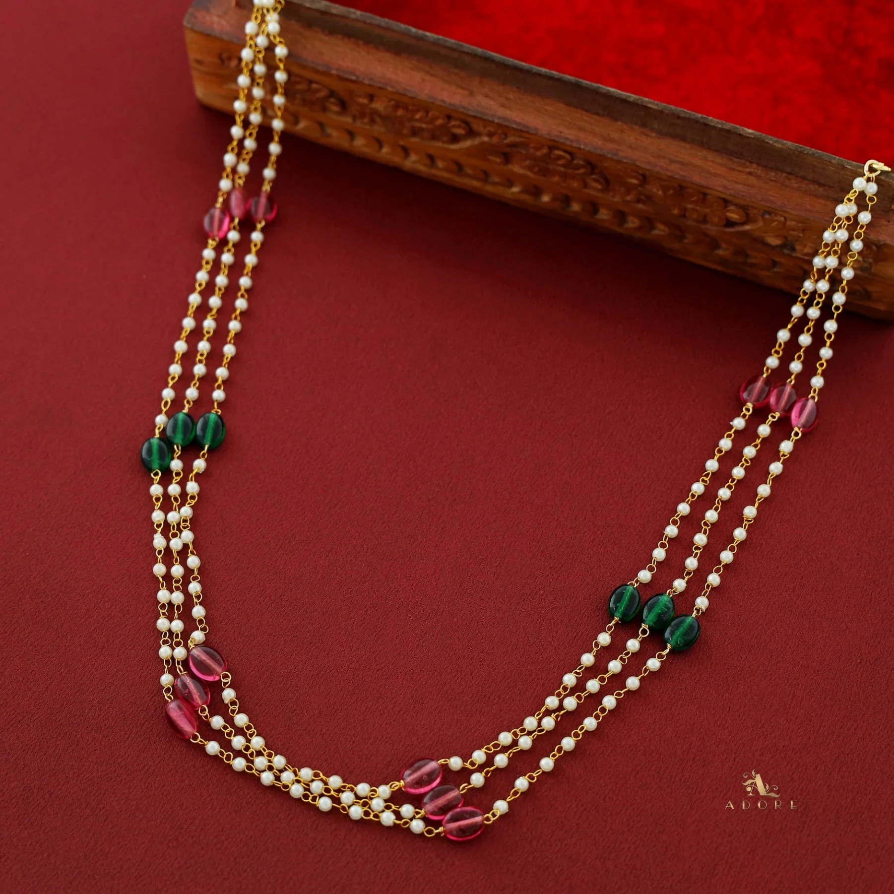 Tenille 3 Layer Multicolour Pearl Neckpiece - Image 3