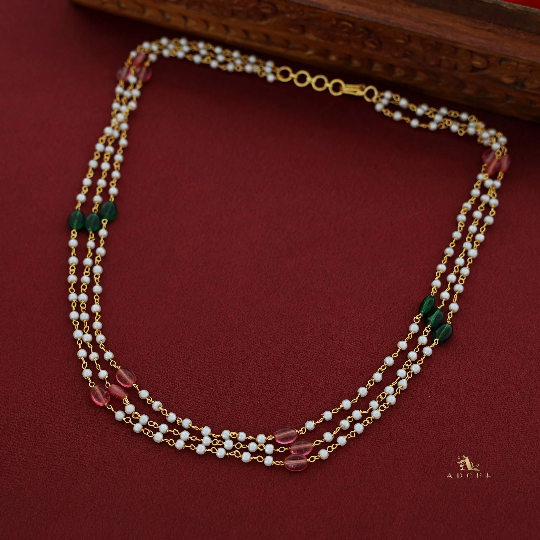Tenille 3 Layer Multicolour Pearl Neckpiece - Image 4