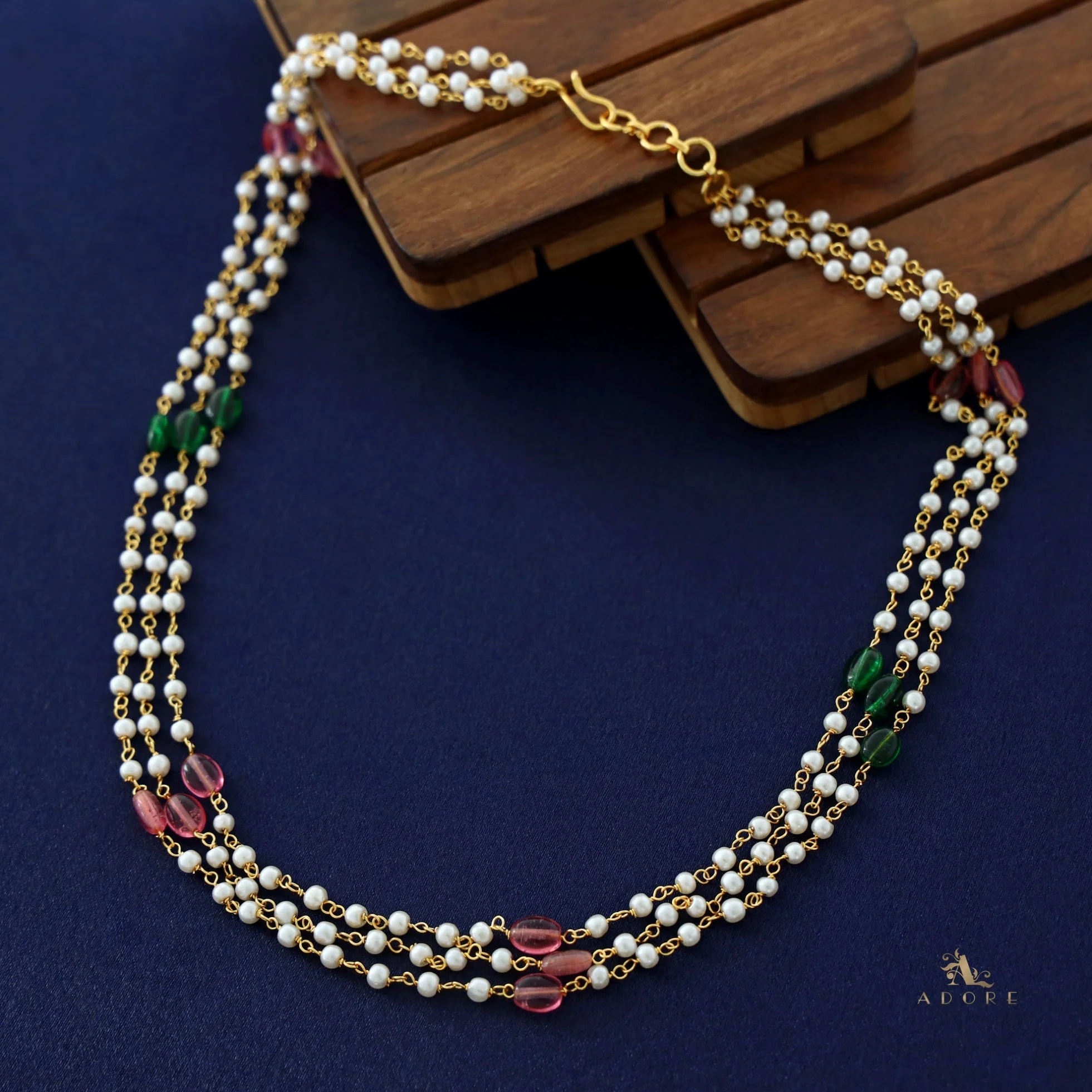 Tenille 3 Layer Multicolour Pearl Neckpiece - Image 5