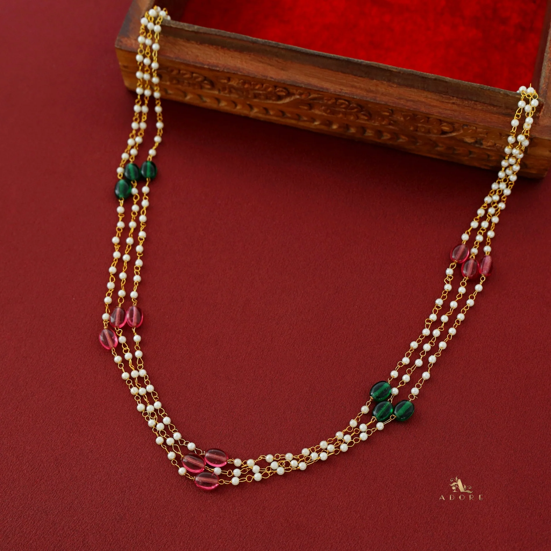 Tenille 3 Layer Multicolour Pearl Neckpiece - Image 6