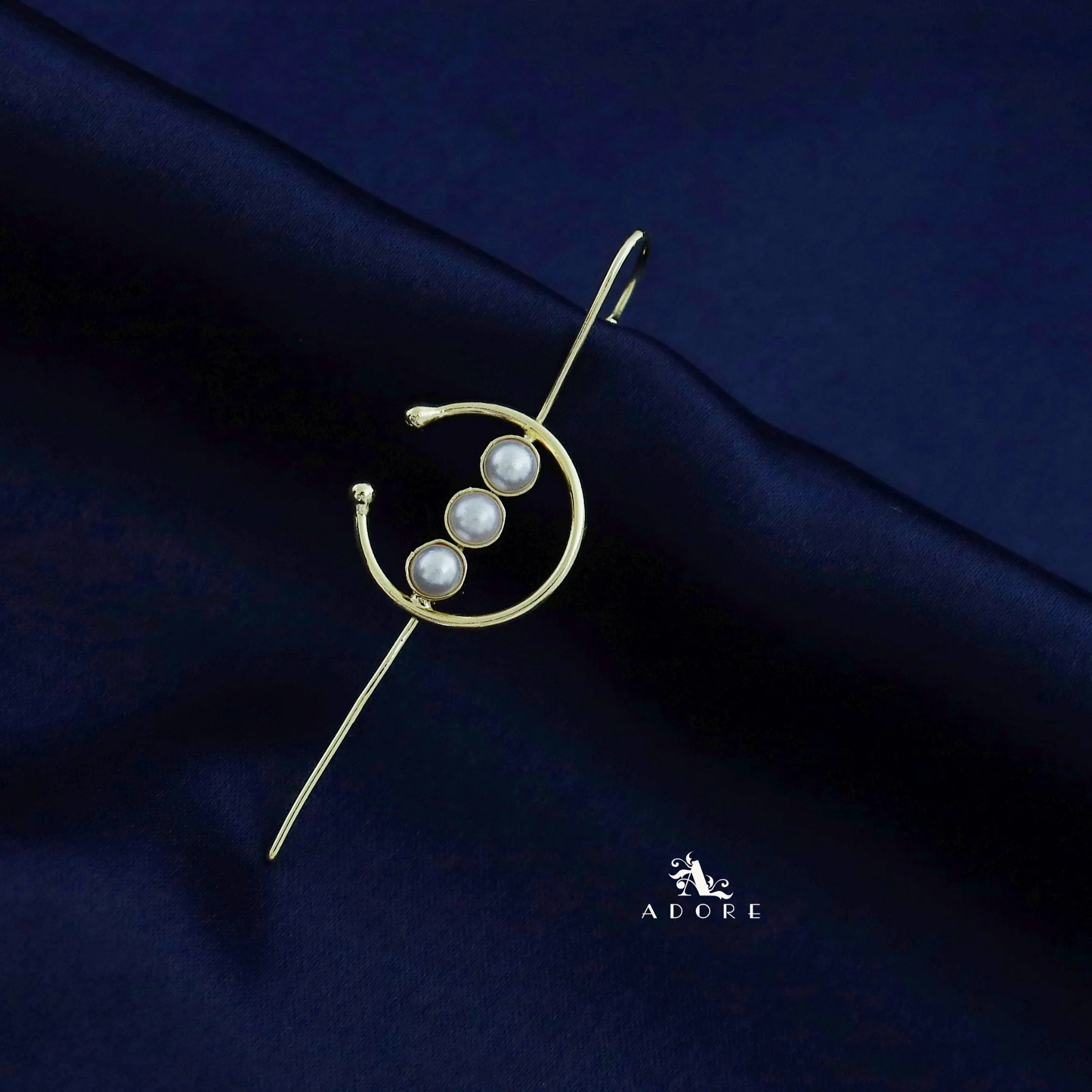 Tessia Golden Tri Pearl Ear-Cuff (Single Piece) - Image 5