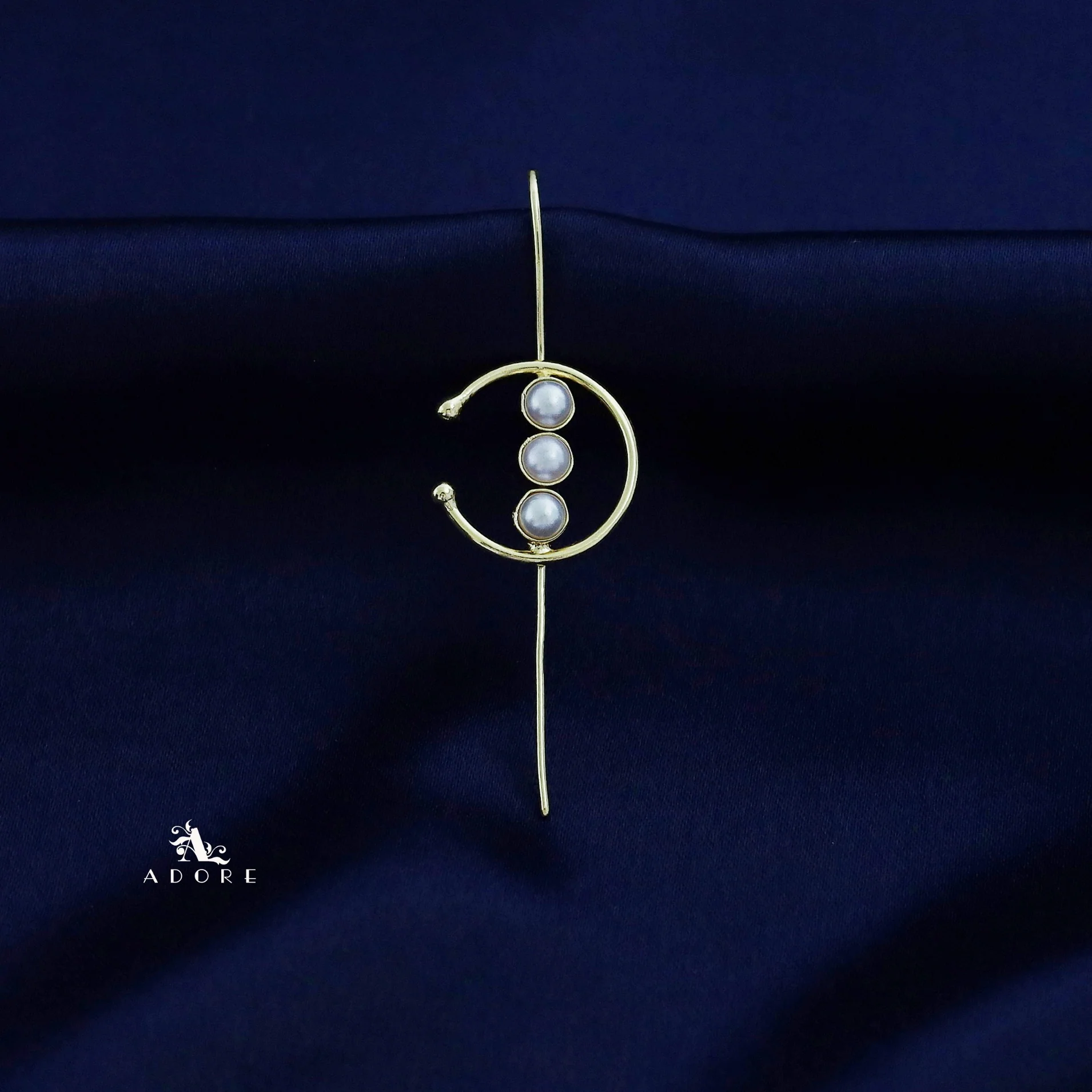 Tessia Golden Tri Pearl Ear-Cuff (Single Piece) - Image 6