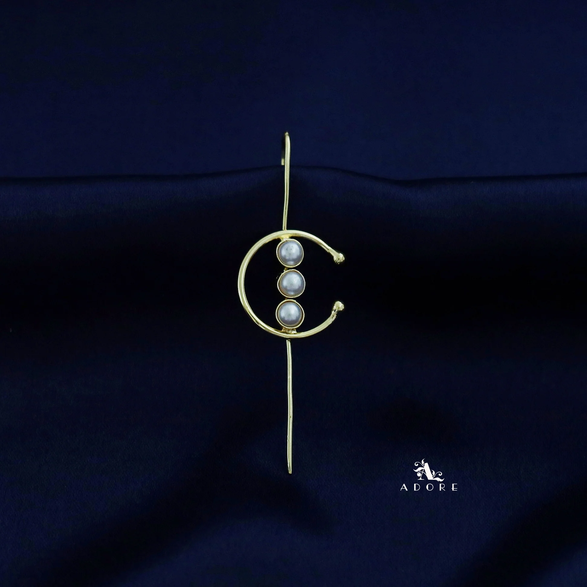 Tessia Golden Tri Pearl Ear-Cuff (Single Piece) - Image 7
