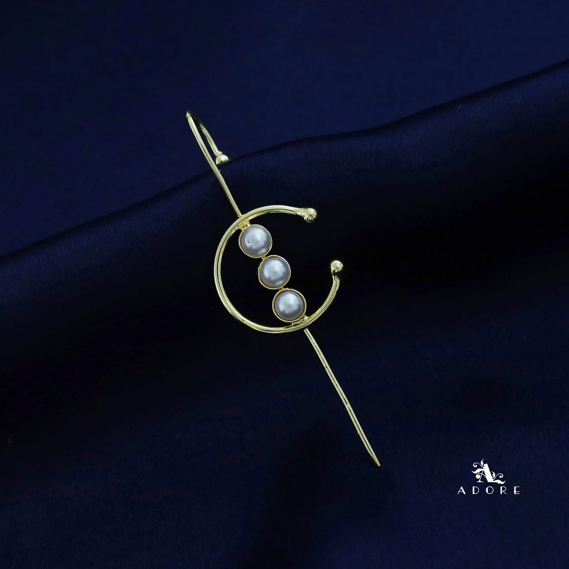 Tessia Golden Tri Pearl Ear-Cuff (Single Piece) - Image 8