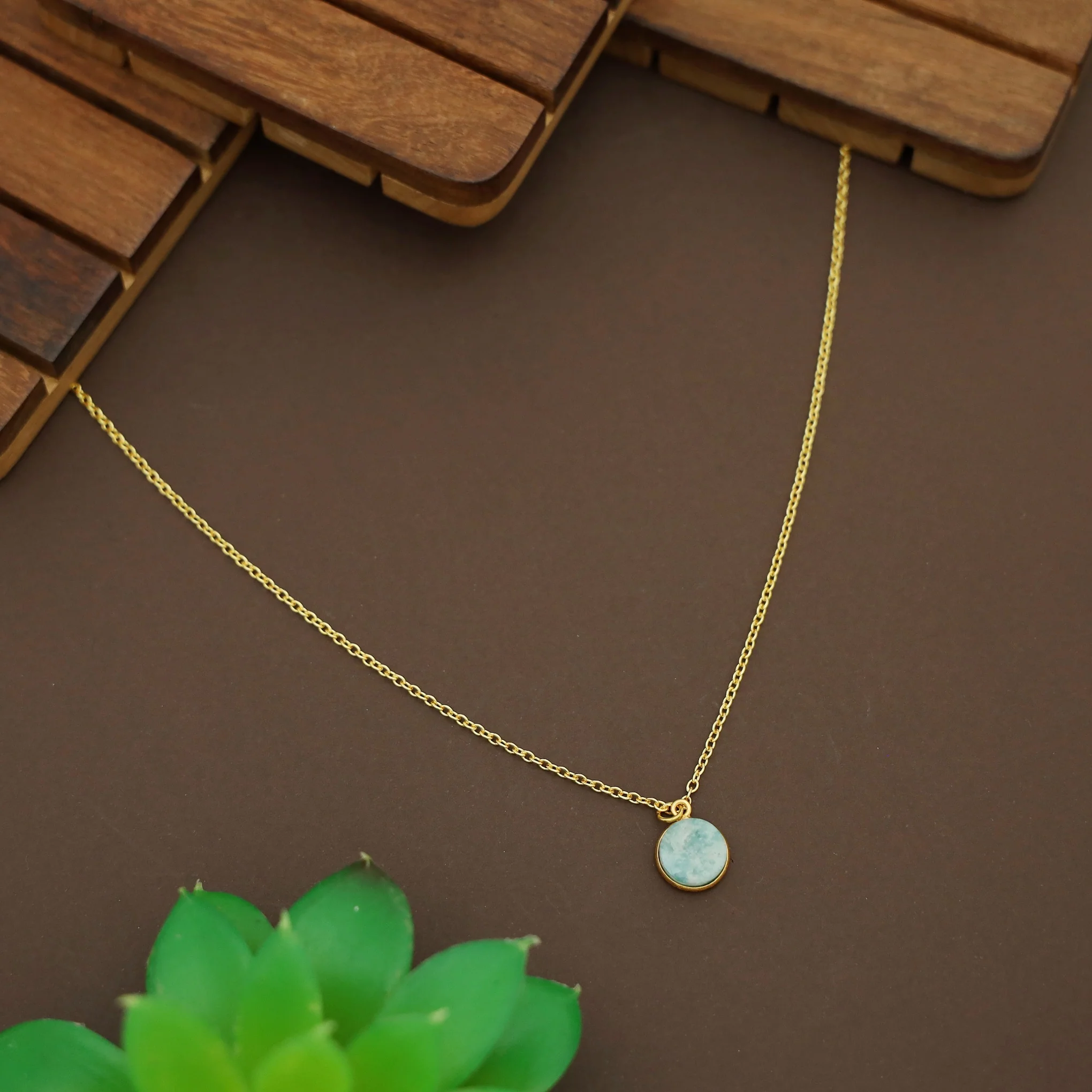 Tessna Simple Round Stone Necklace - Image 2