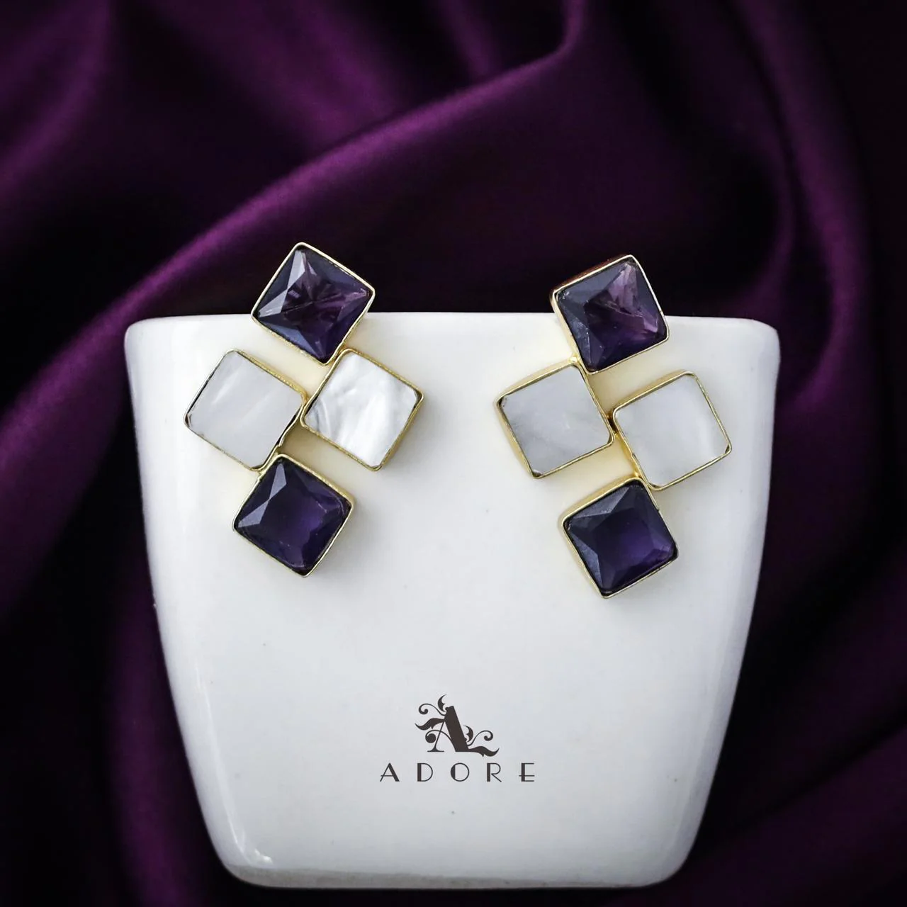 Tetra Diamond MOP + Glossy Earring - Image 3