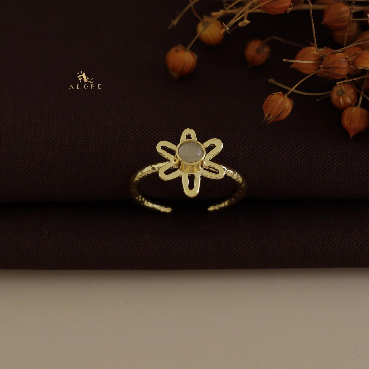 Textured Henna Flower Ring - Image 10