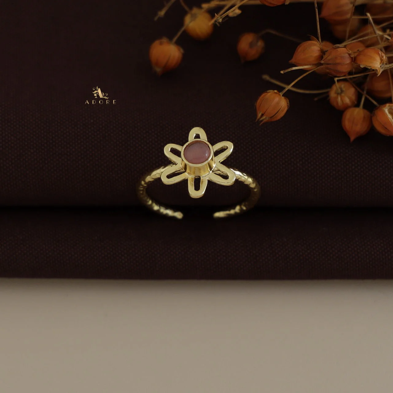 Textured Henna Flower Ring - Image 2