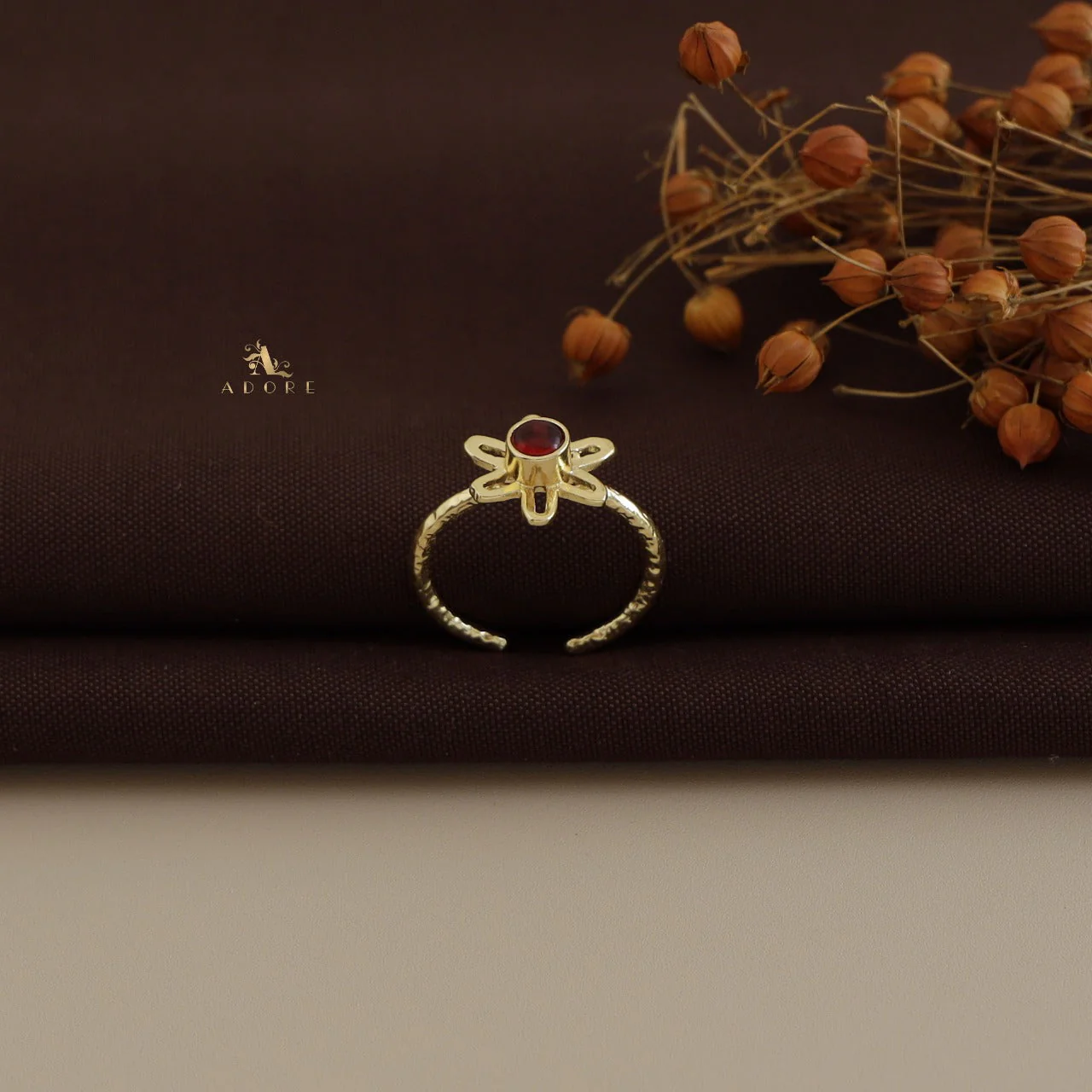 Textured Henna Flower Ring - Image 4