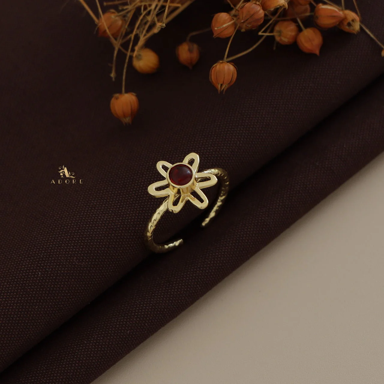 Textured Henna Flower Ring - Image 5