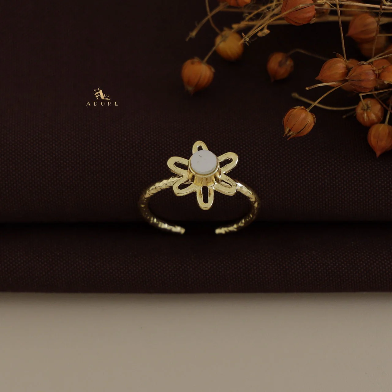 Textured Henna Flower Ring - Image 6