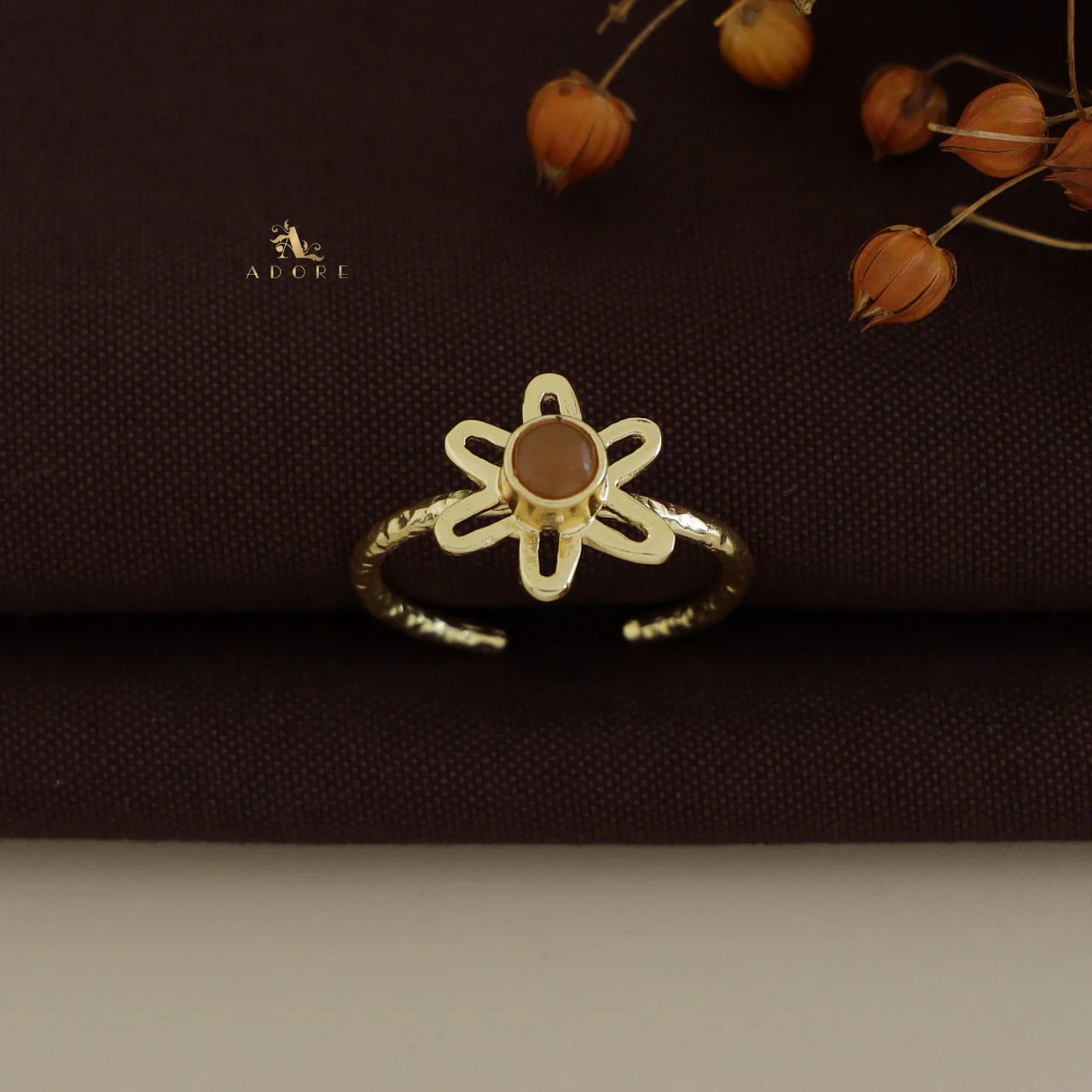 Textured Henna Flower Ring - Image 7