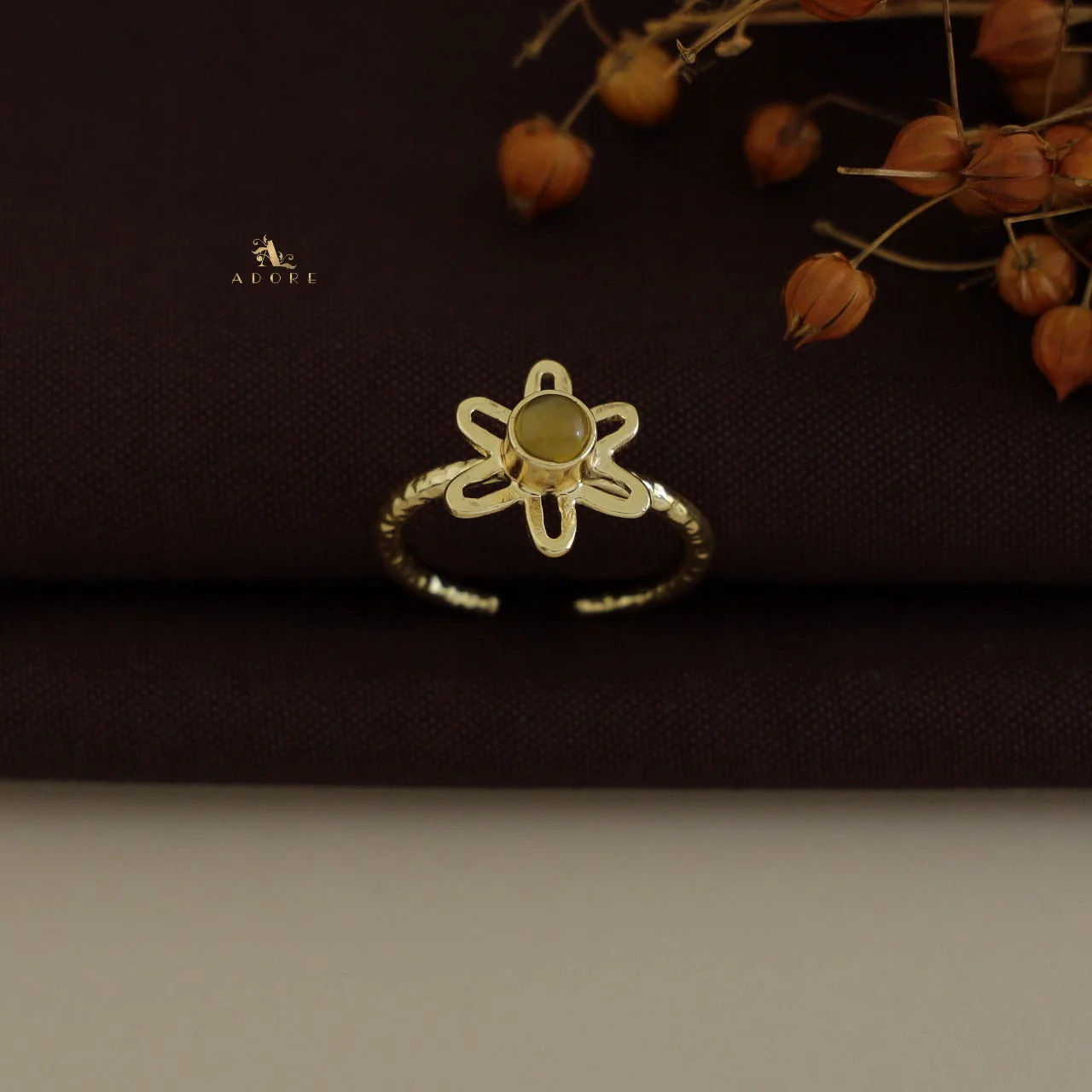 Textured Henna Flower Ring - Image 8