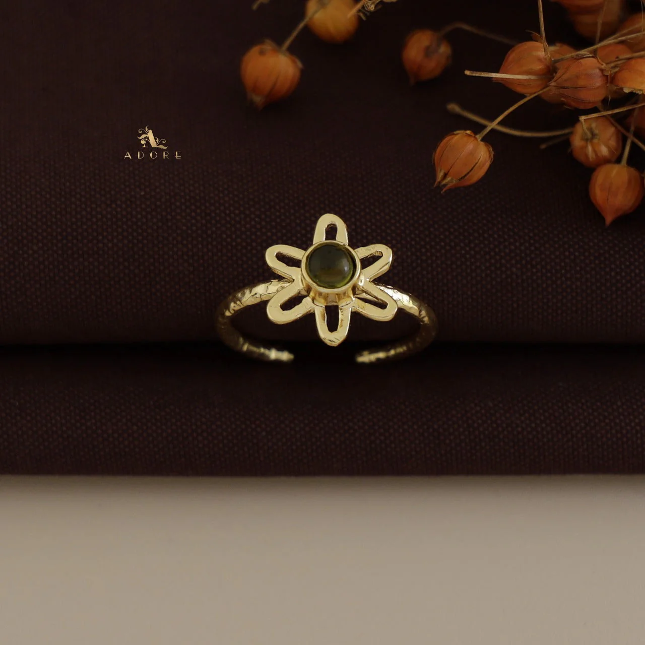 Textured Henna Flower Ring - Image 9