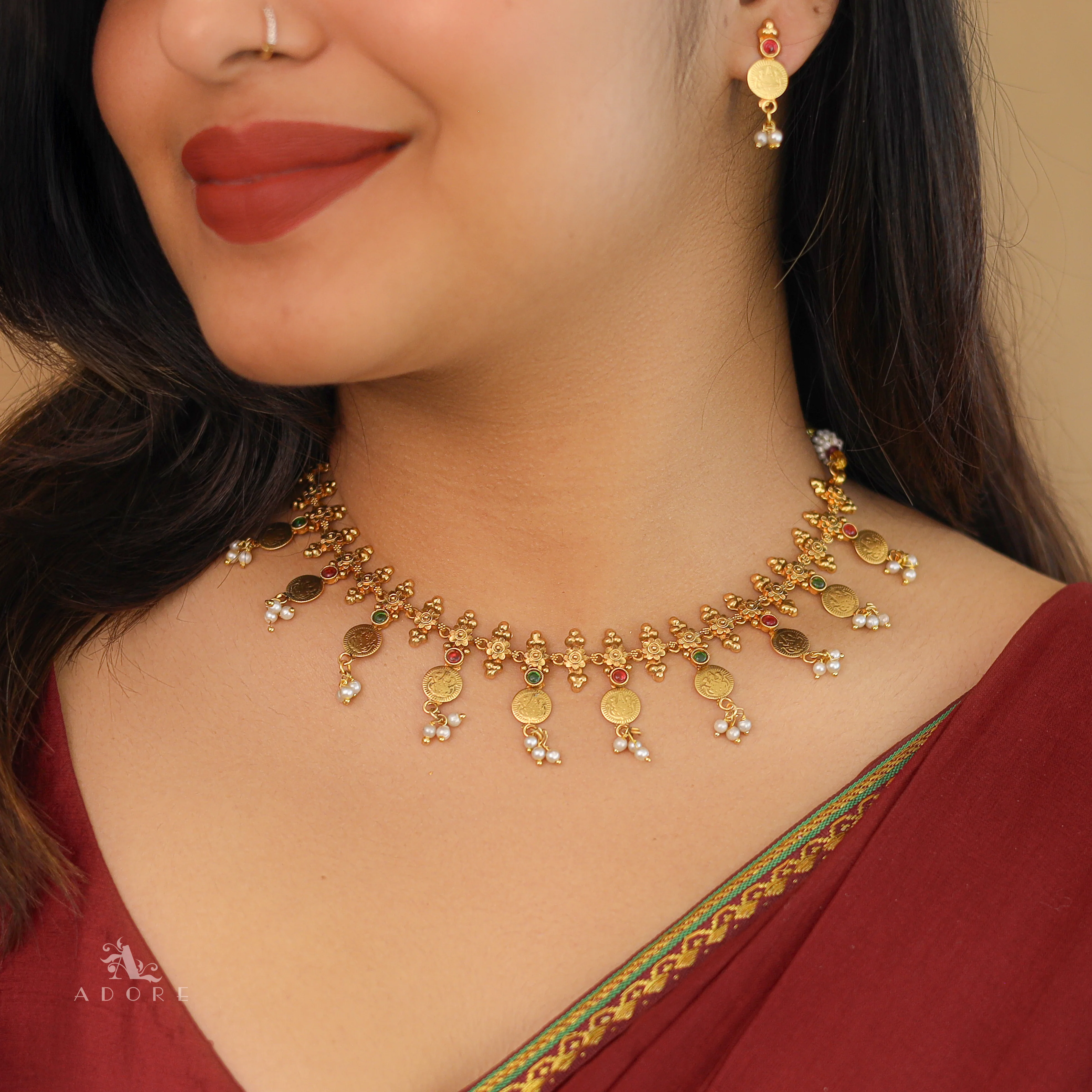 Thushara Kashi Pearl Short Neckpiece With Earring - Image 2