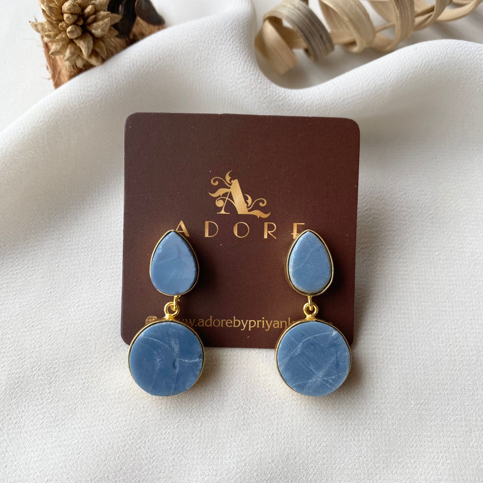 Tilak Raw Stone Earrings (Colour Options) - Image 15