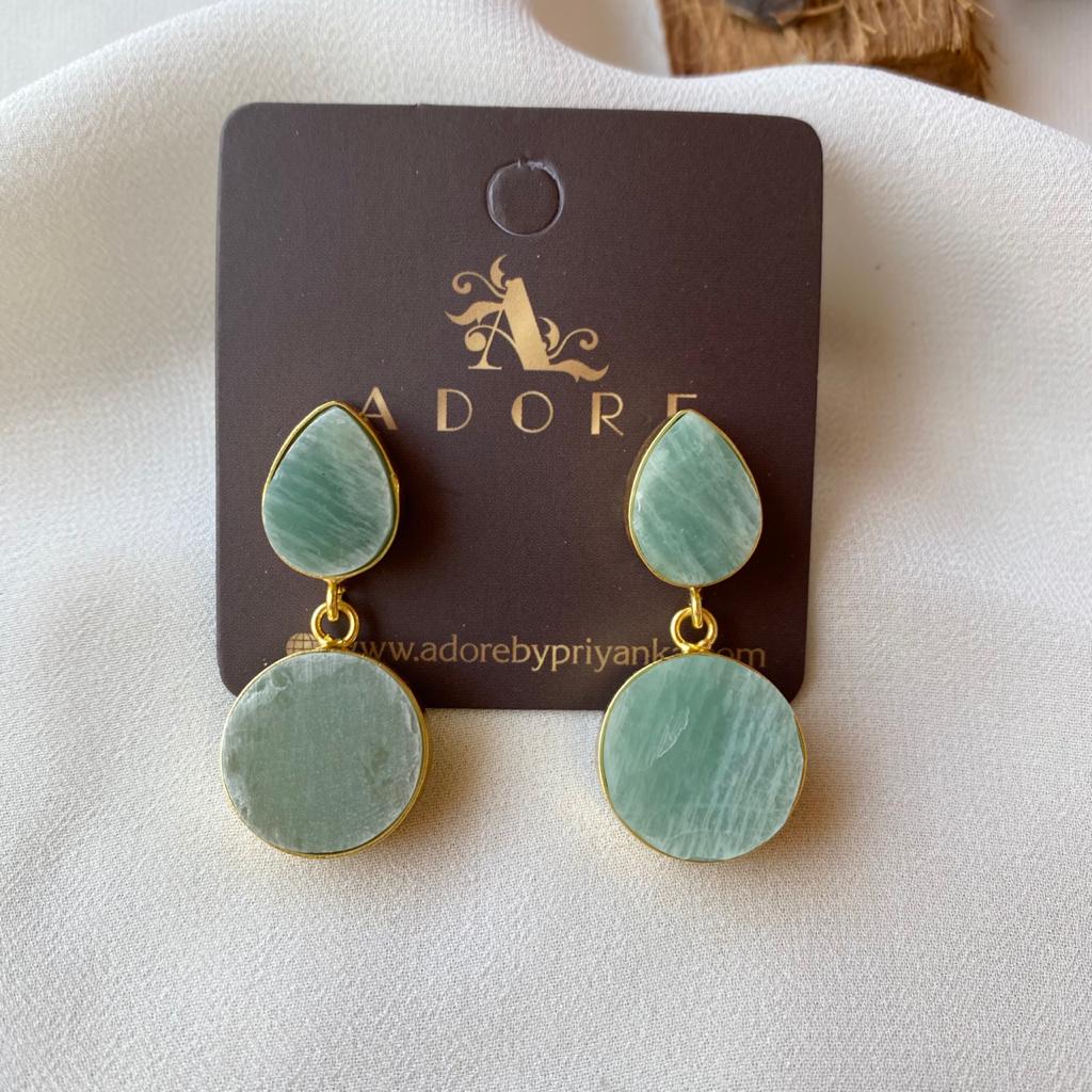 Tilak Raw Stone Earrings (Colour Options) - Image 2