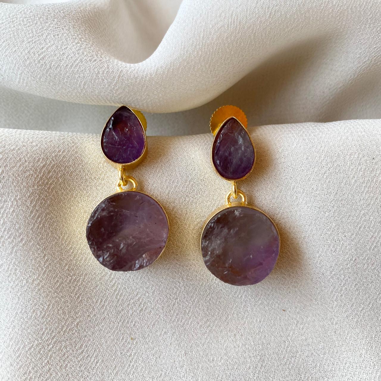 Tilak Raw Stone Earrings (Colour Options) - Image 4