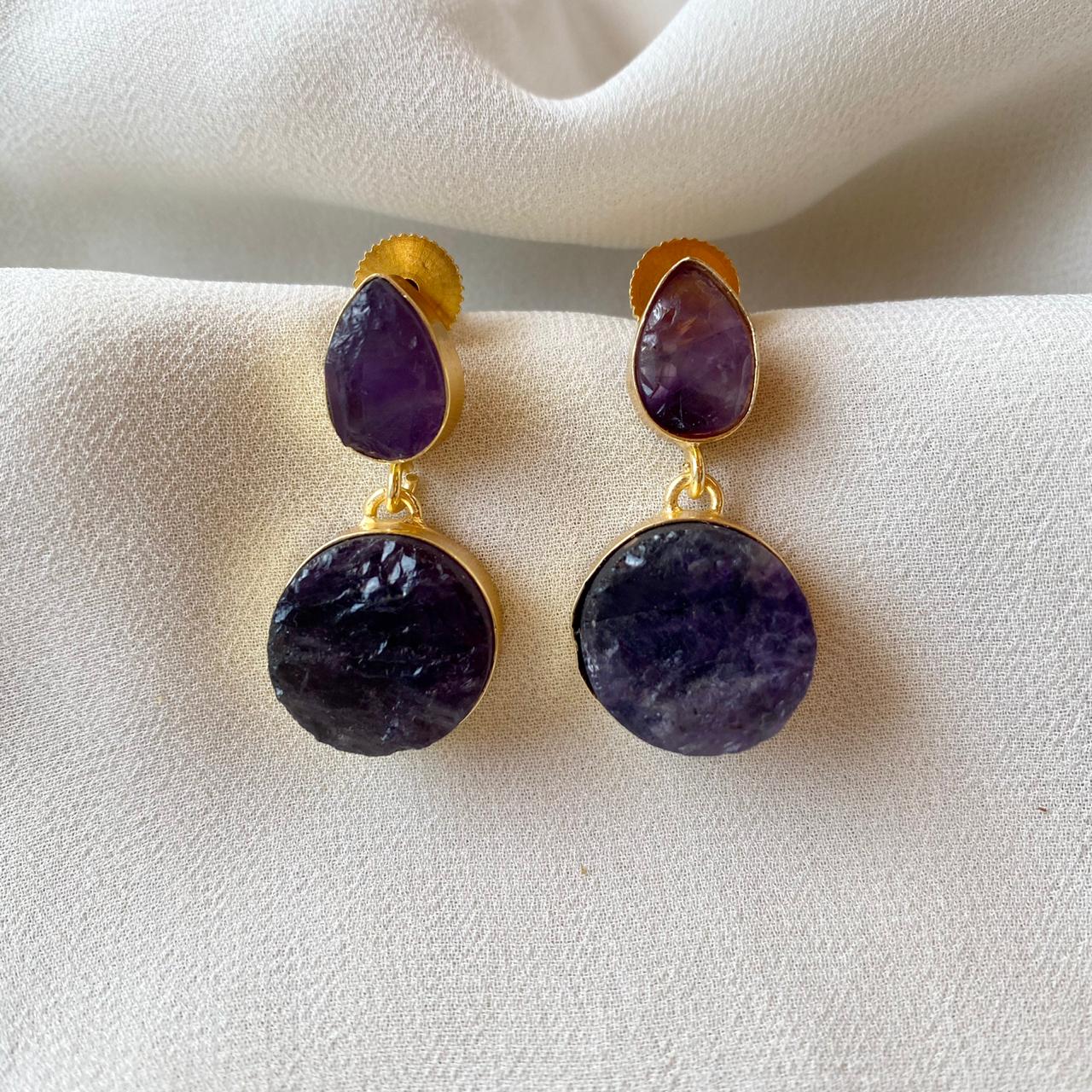 Tilak Raw Stone Earrings (Colour Options) - Image 6