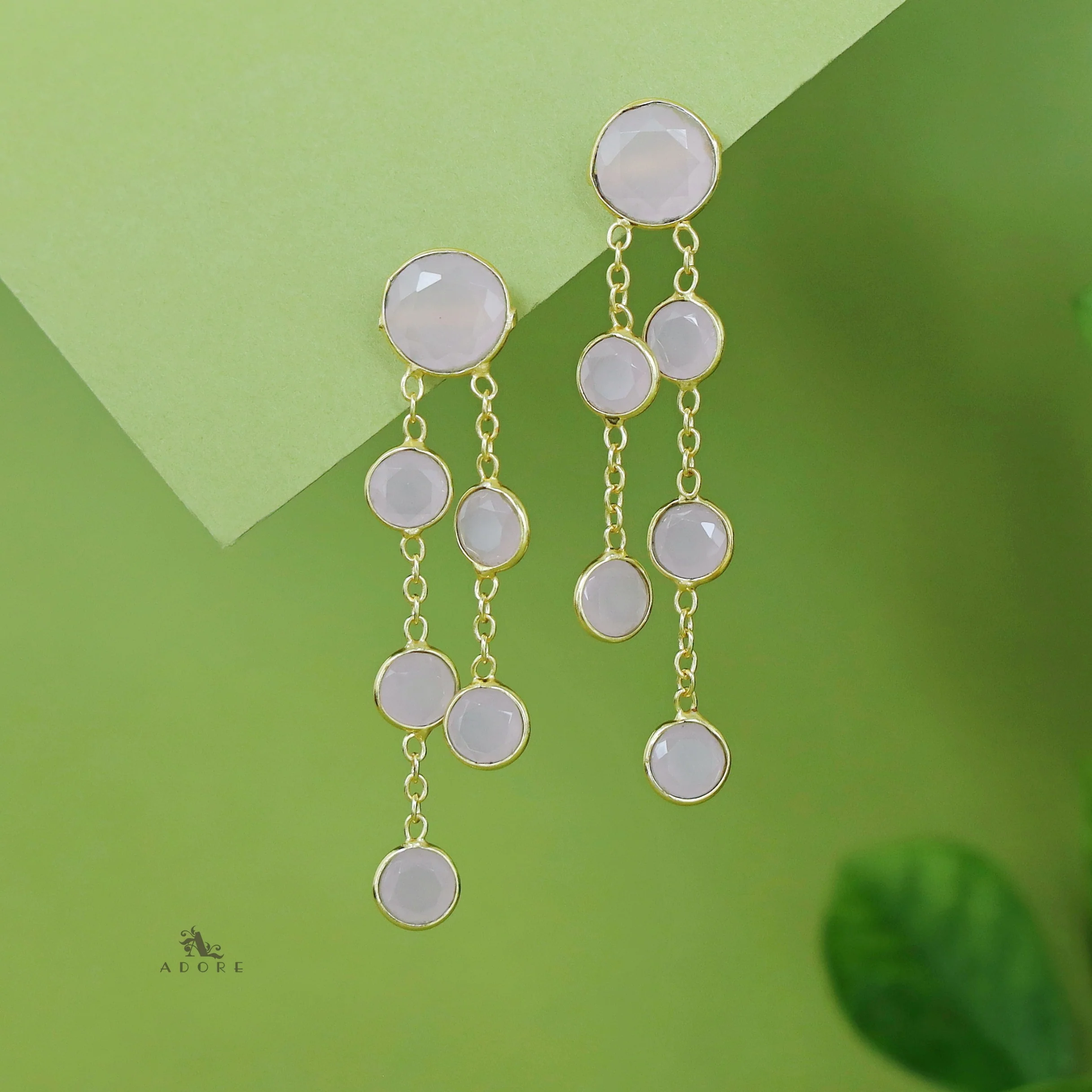 Tiya Golden Round Glossy Stone Earring - Image 10