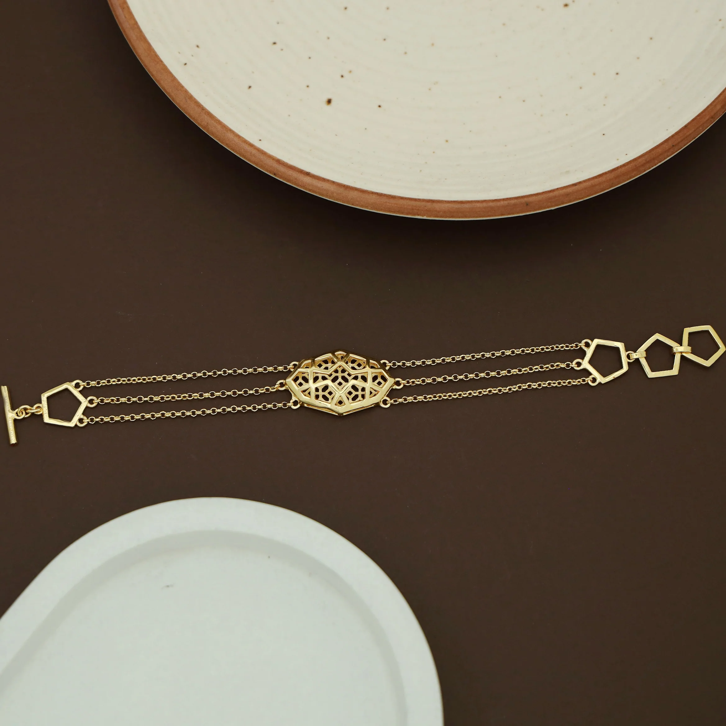Turtle Shell 3 Layer Pentagon Bracelet - Image 2
