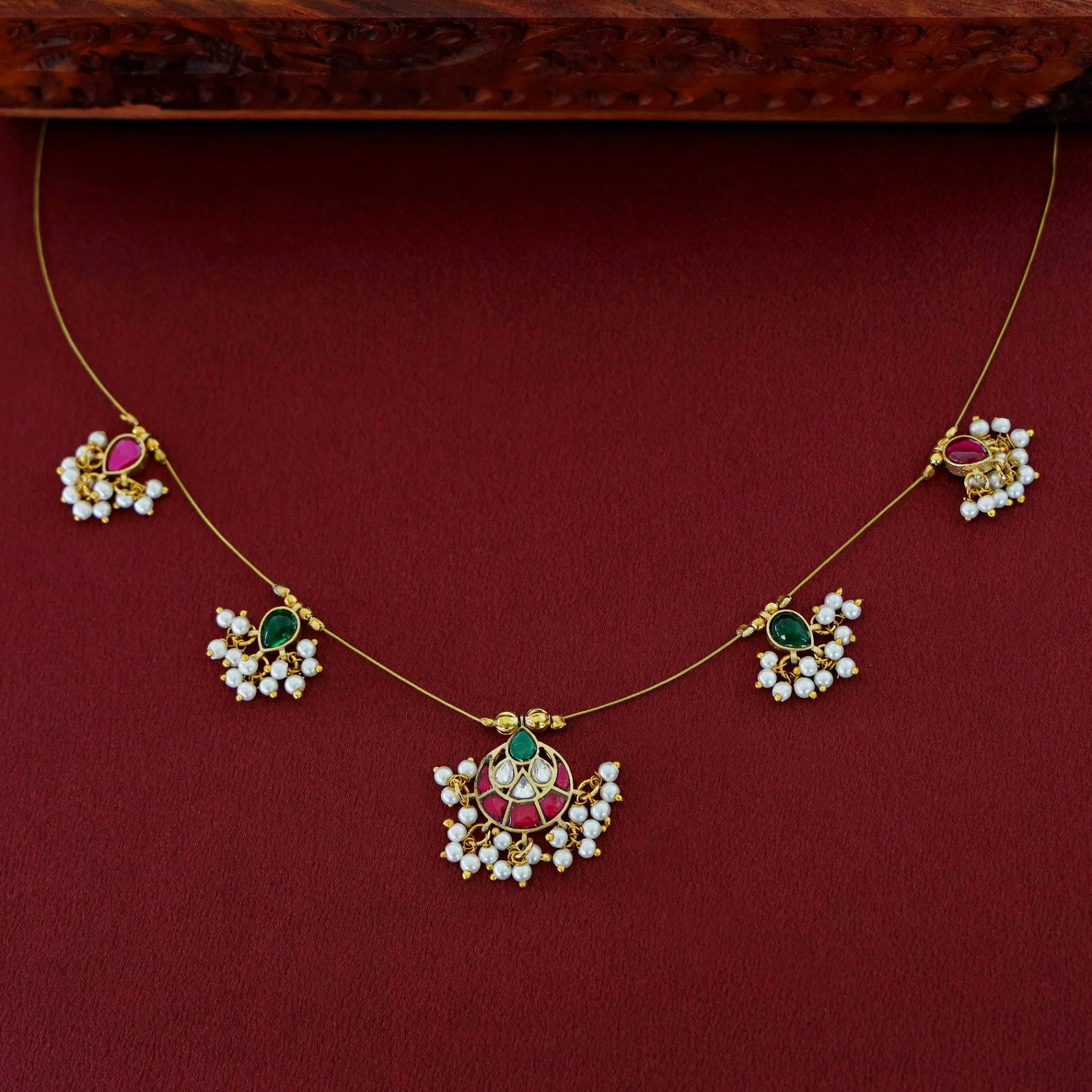 Trayi Jadau Kundan String Neckpiece - Image 11