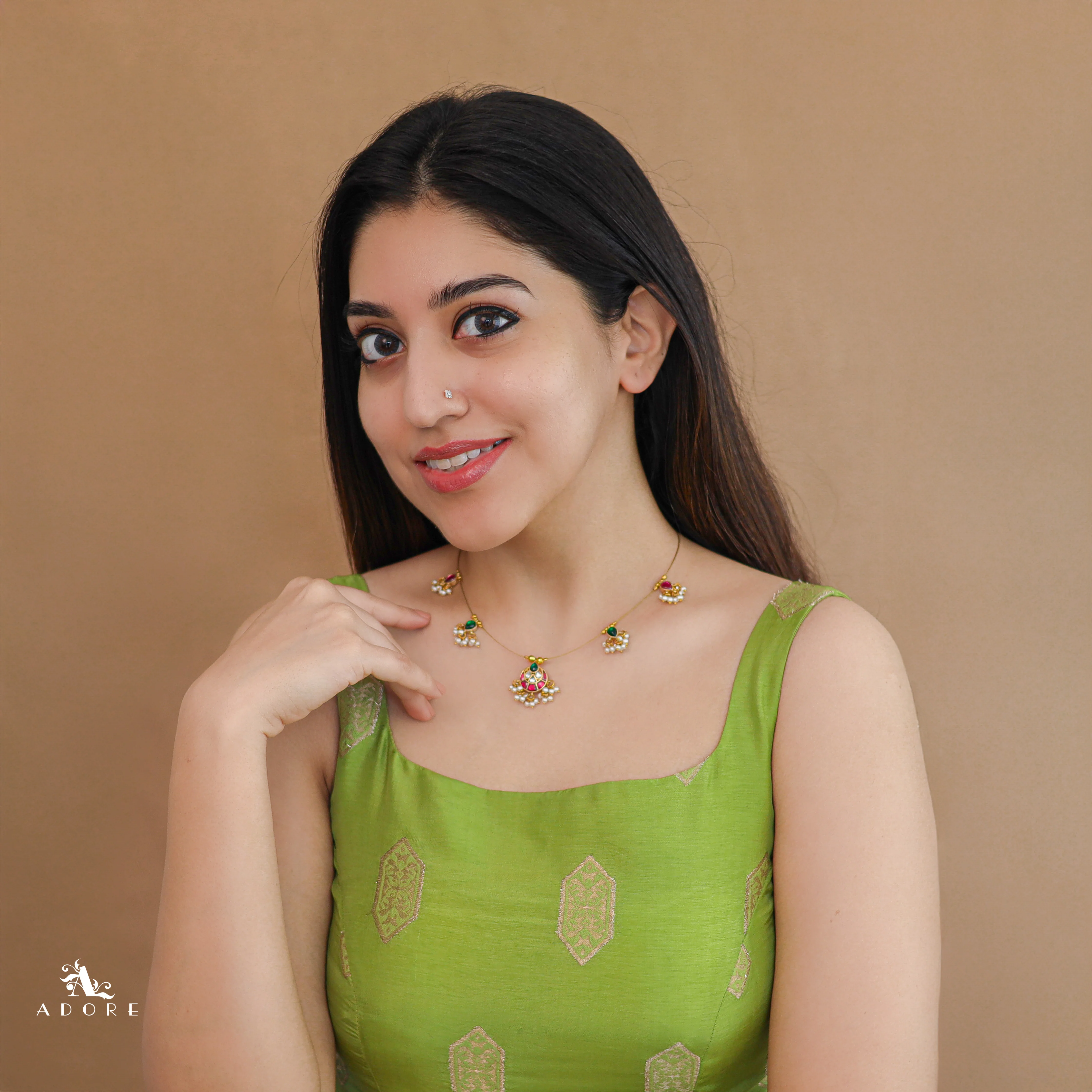 Trayi Jadau Kundan String Neckpiece - Image 4