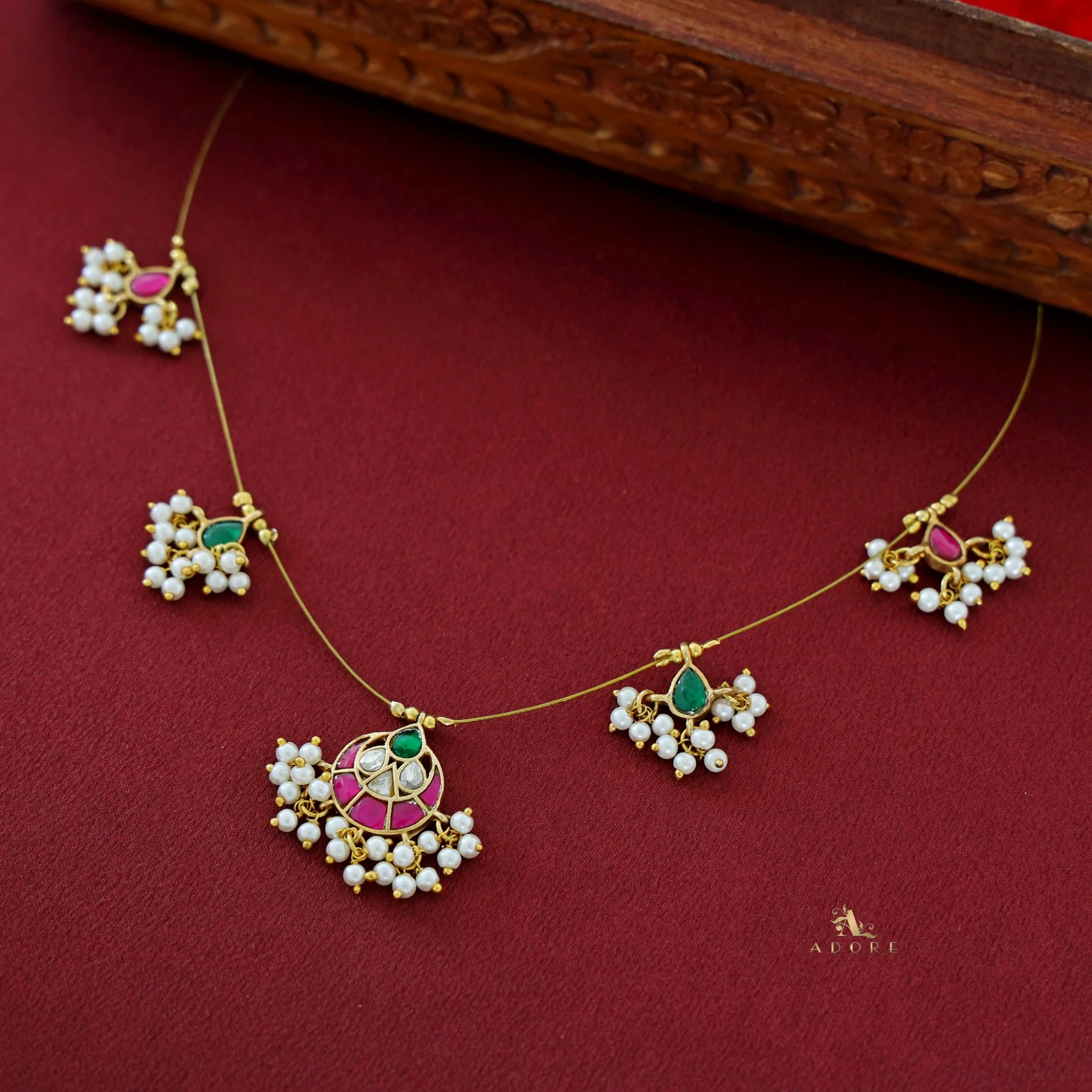 Trayi Jadau Kundan String Neckpiece - Image 7
