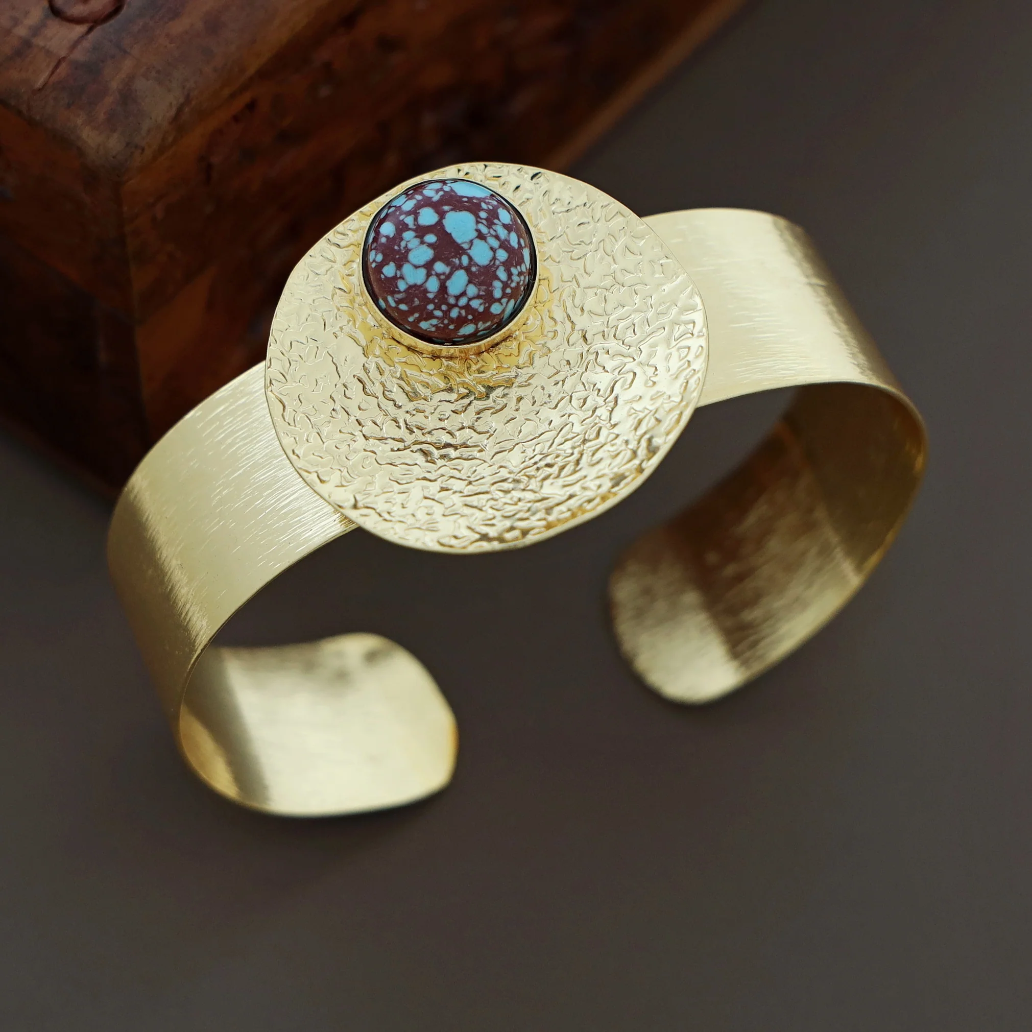 Treesa Golden Hammered Bangle - Image 3