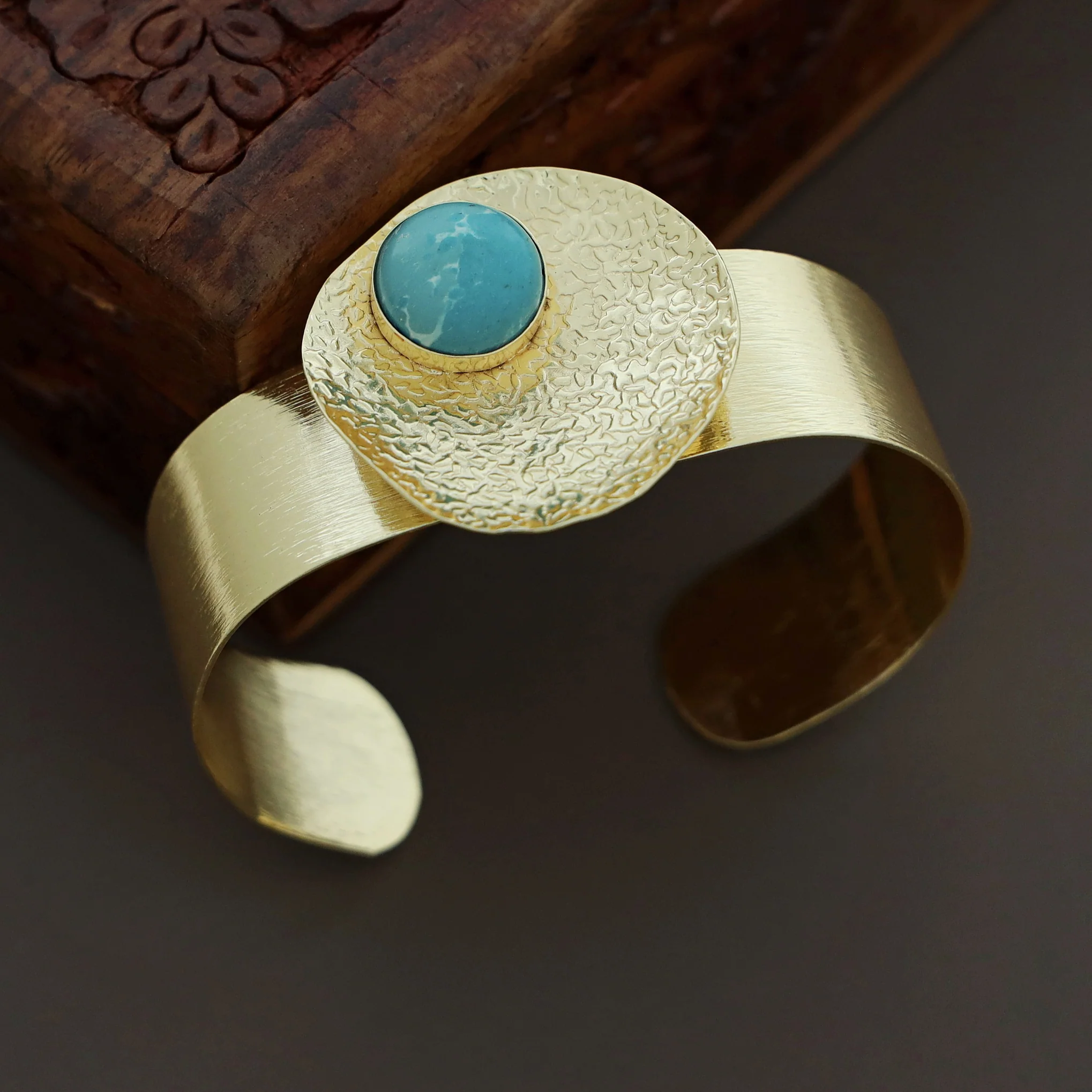 Treesa Golden Hammered Bangle - Image 4